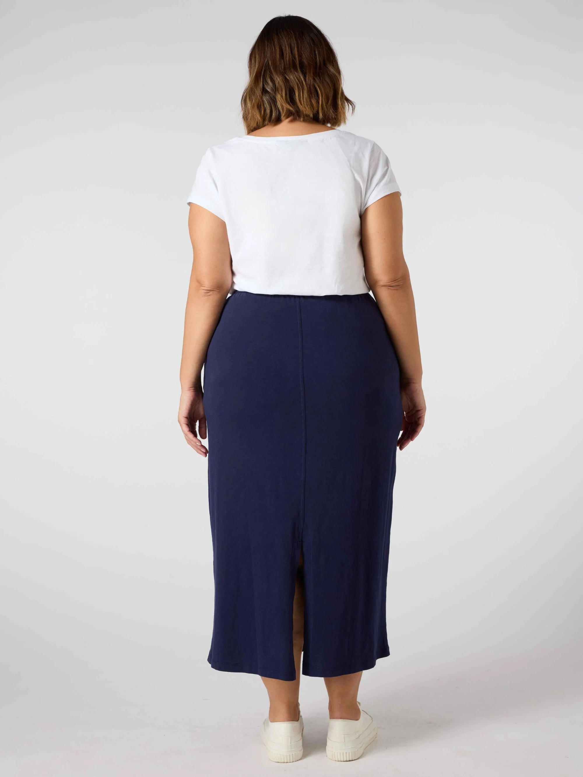 Navy Jersey Midi Skirt - Image 3