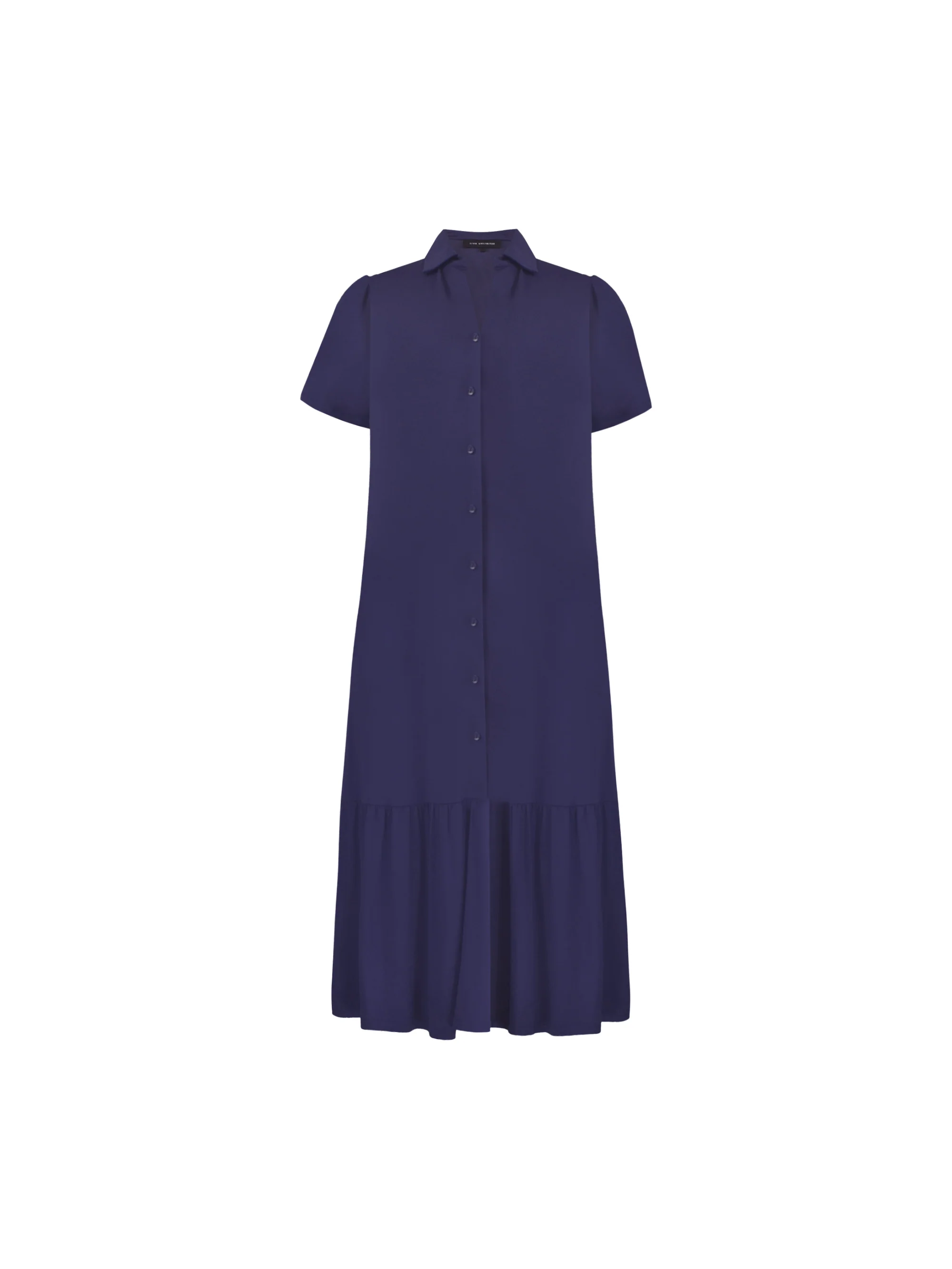 Navy Jersey Tiered Midi Shirt Dress - Image 4