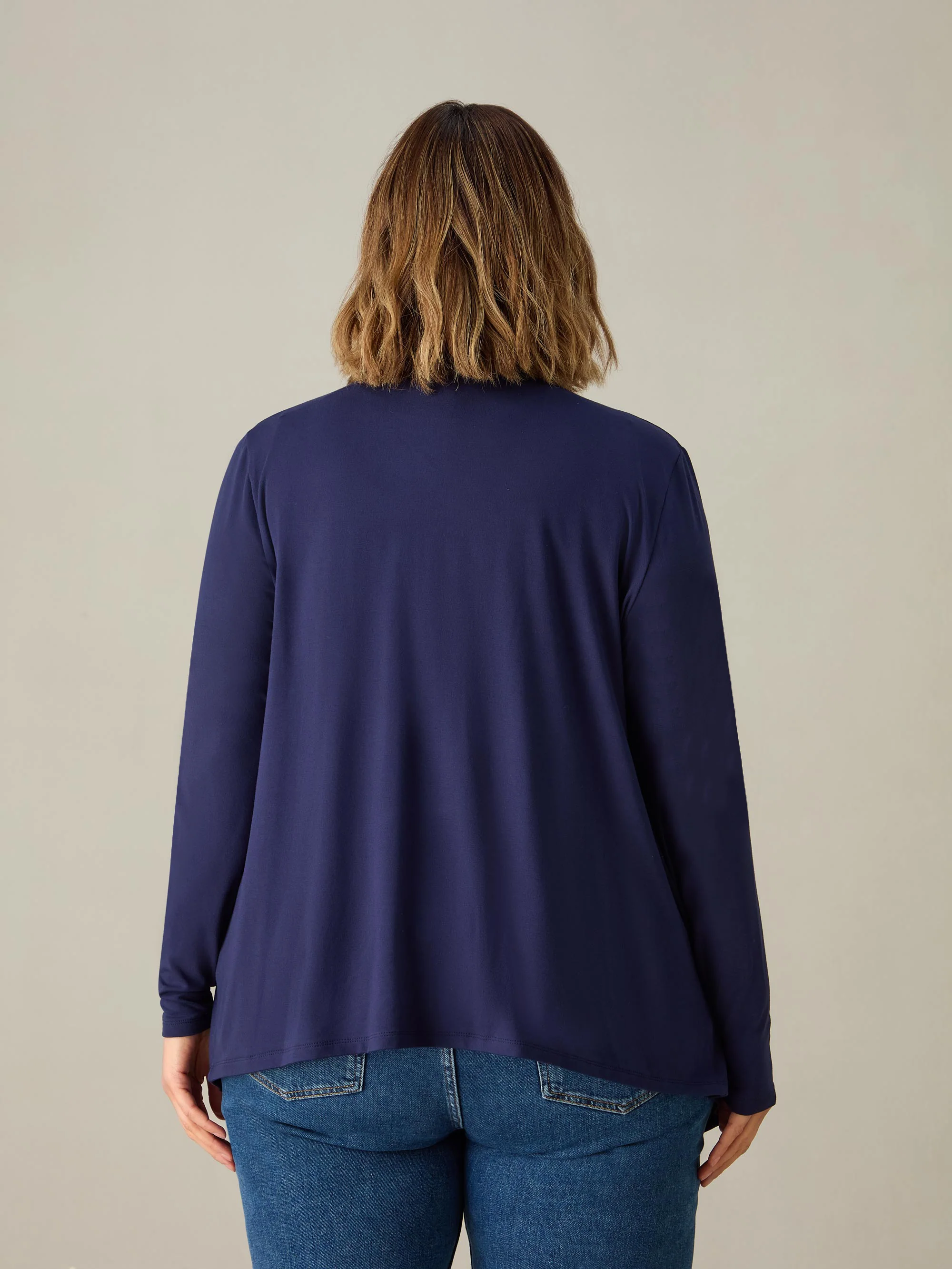 Navy Jersey Waterfall Cardigan - Image 3