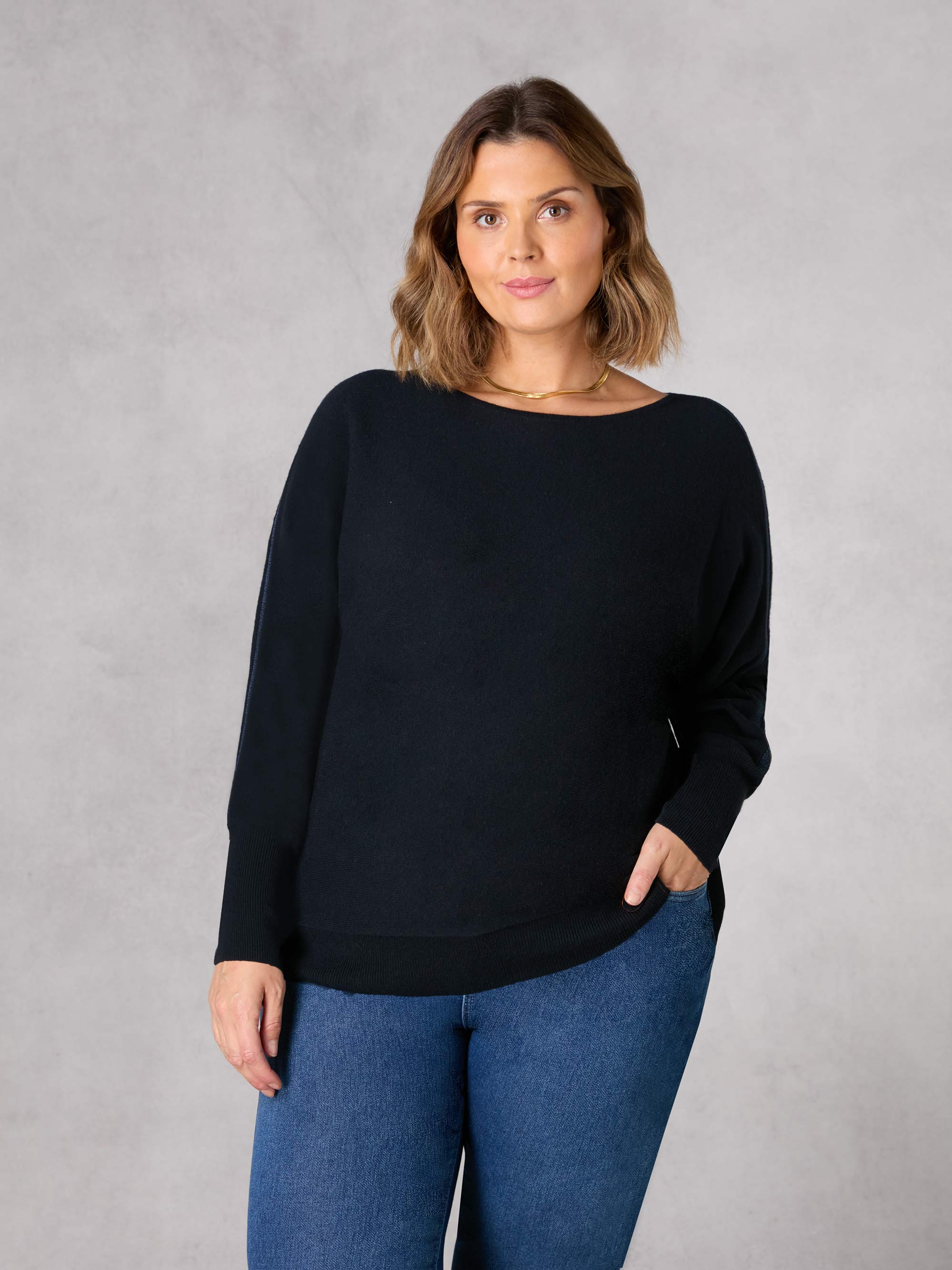 Navy Fine Knit Metallic Stripe Jumper - Image 4