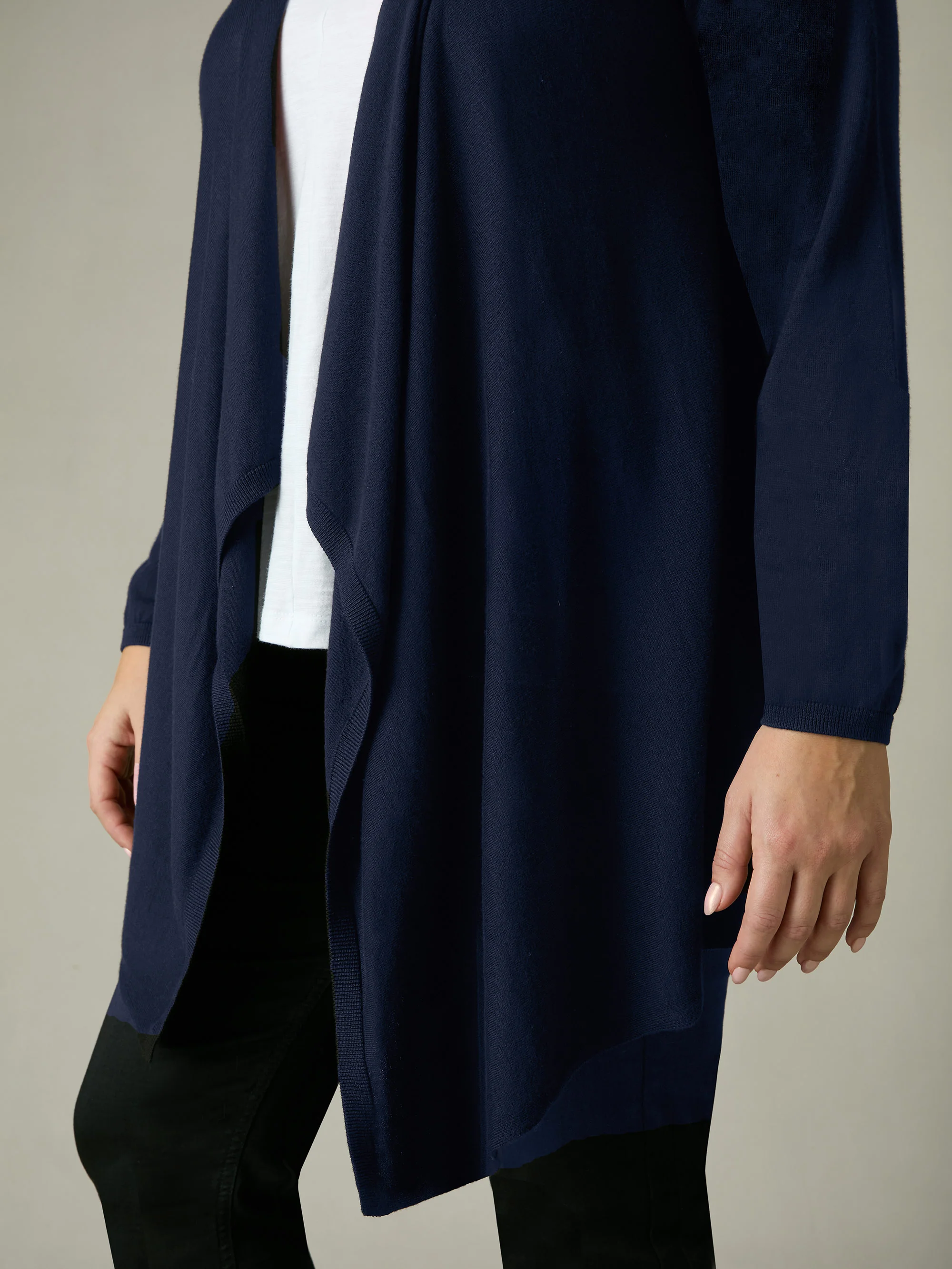 Navy Knitted Waterfall Cardigan - Image 2