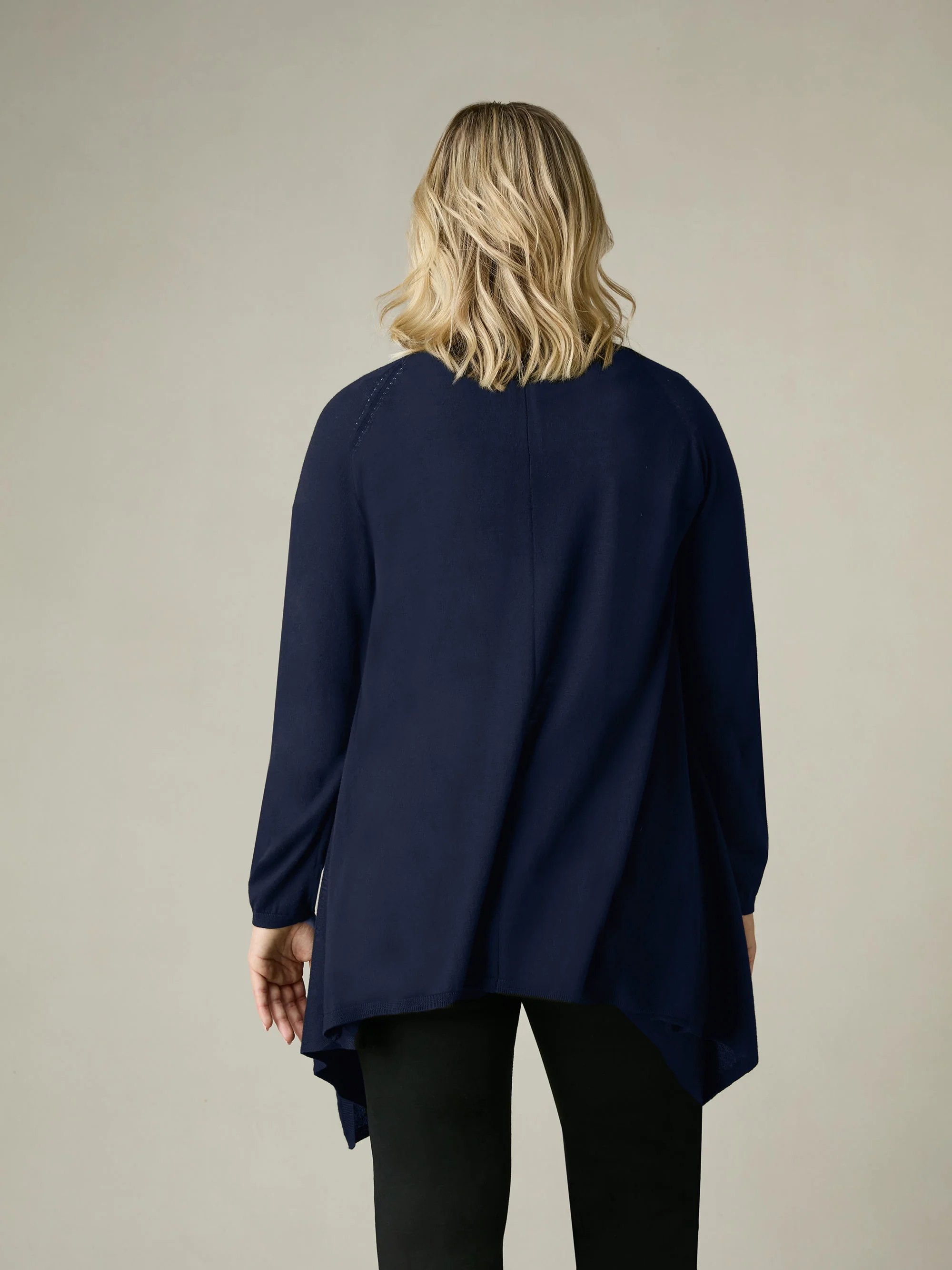 Navy Knitted Waterfall Cardigan - Image 3
