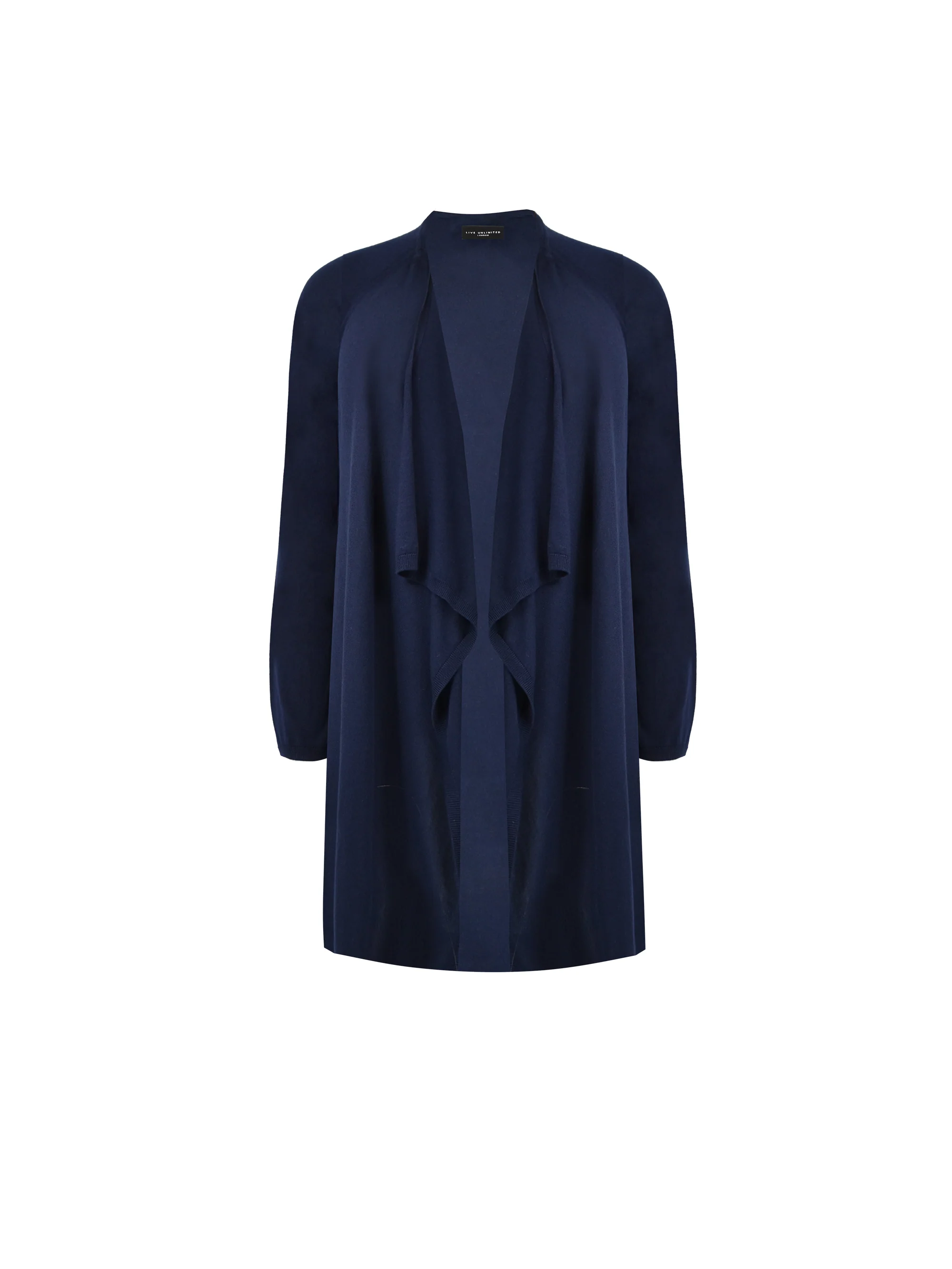 Navy Knitted Waterfall Cardigan - Image 4