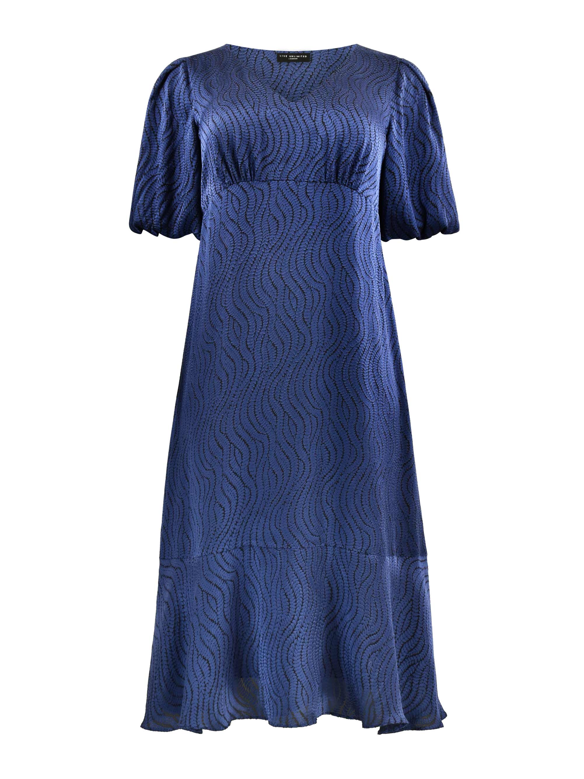 Navy Leaf Burnout Tiered Hem Dress - Image 6
