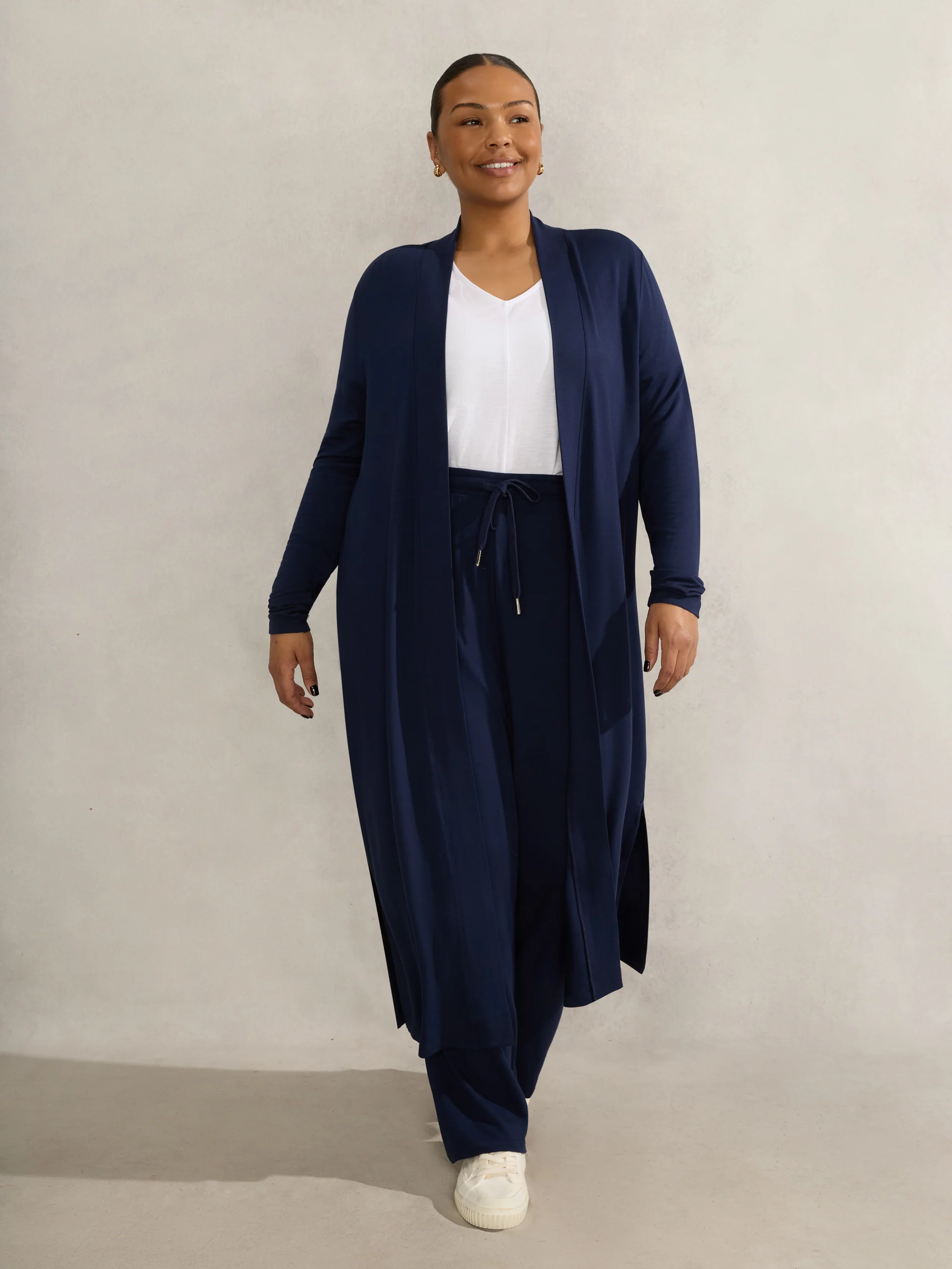 Navy Lightweight Supersoft Maxi Cardigan - Image 3