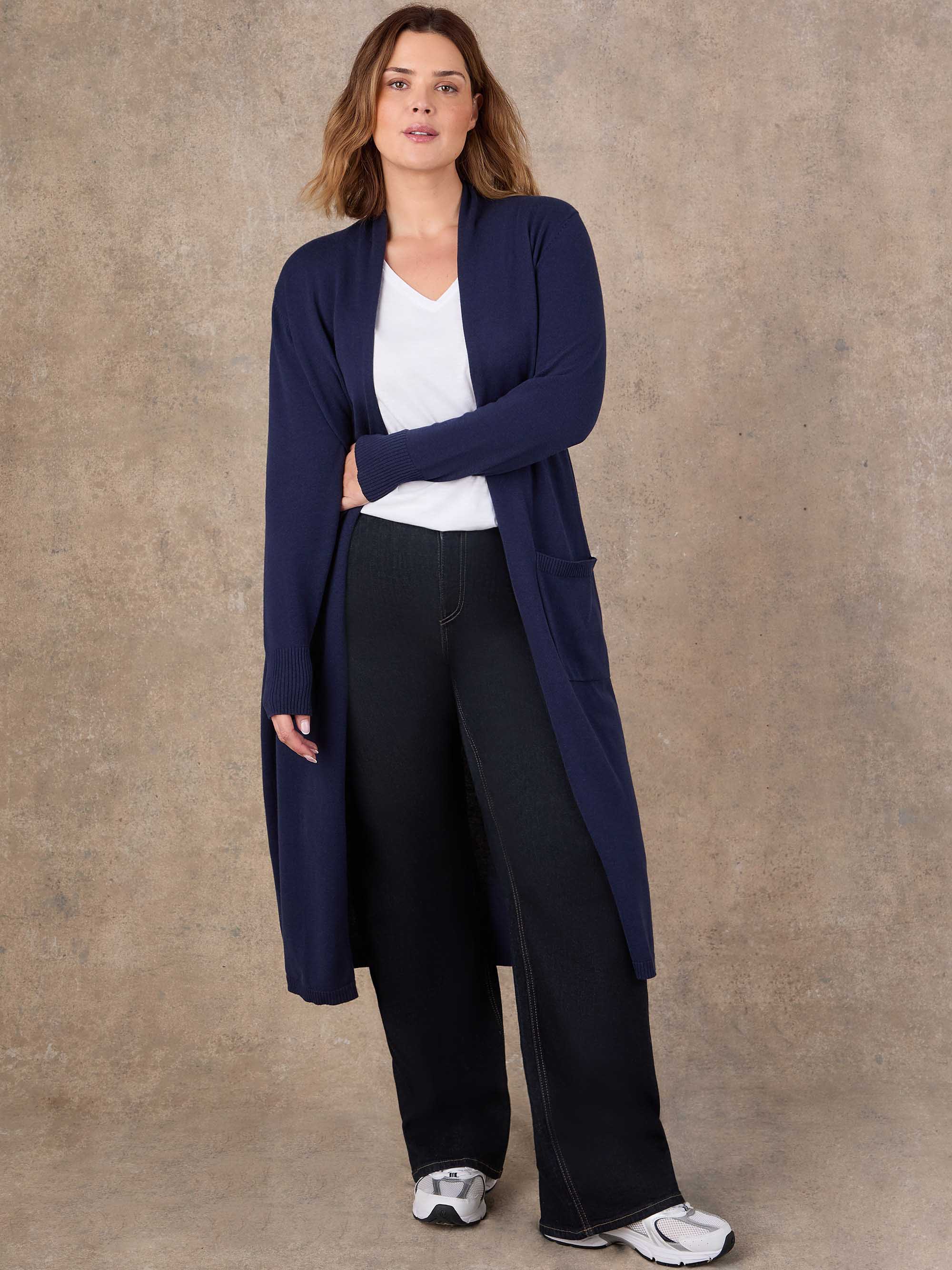 Navy Longline Knitted Cardigan - Image 2