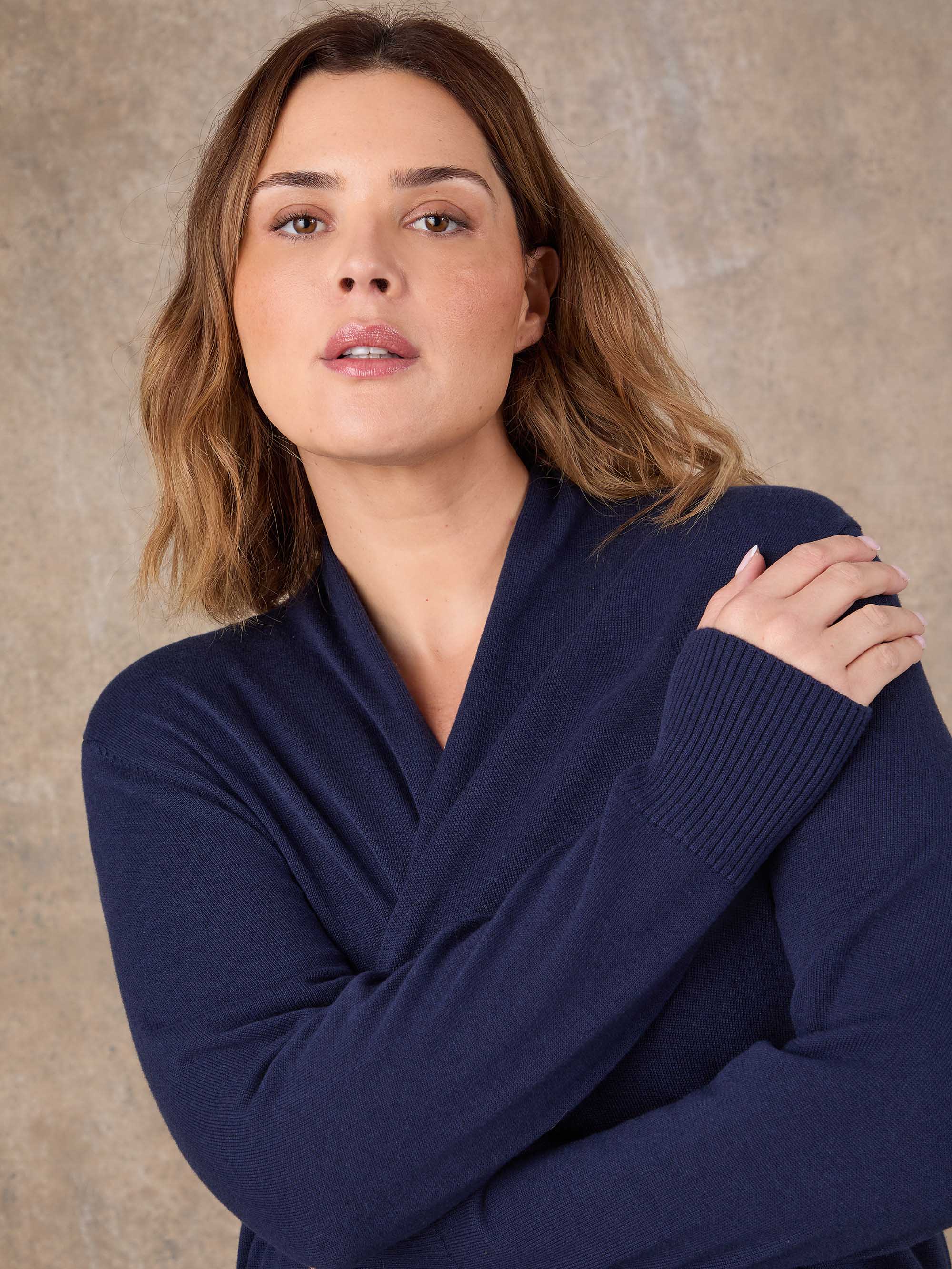Navy Longline Knitted Cardigan - Image 5