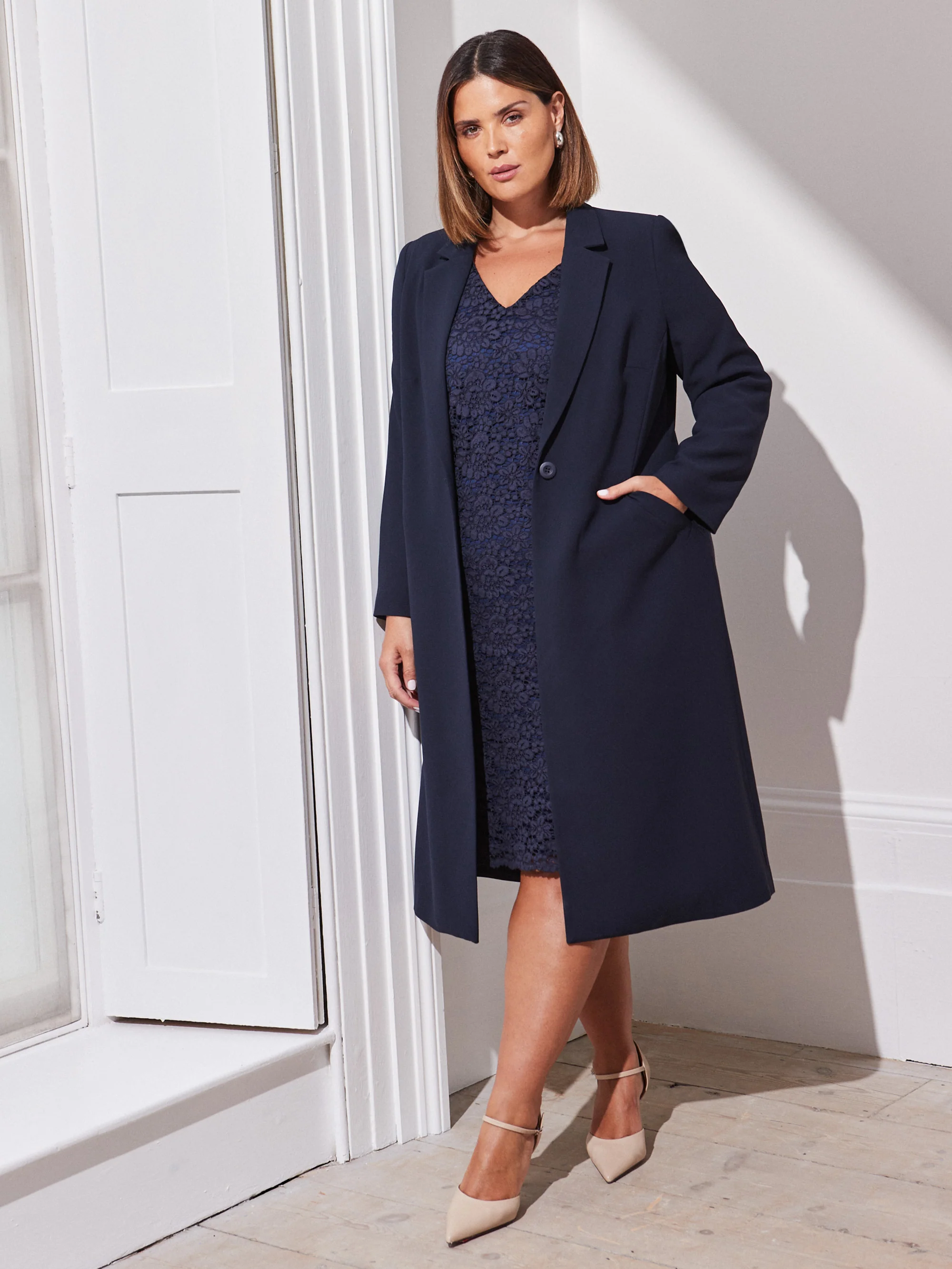 Navy Longline Tailored Jacket - Image 3