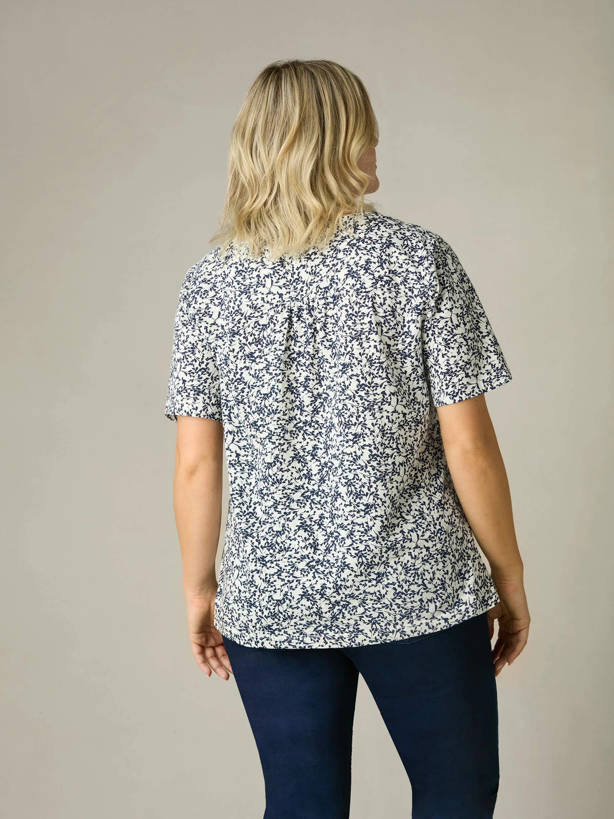 Navy Print Cotton Slub Bib Tunic - Image 8