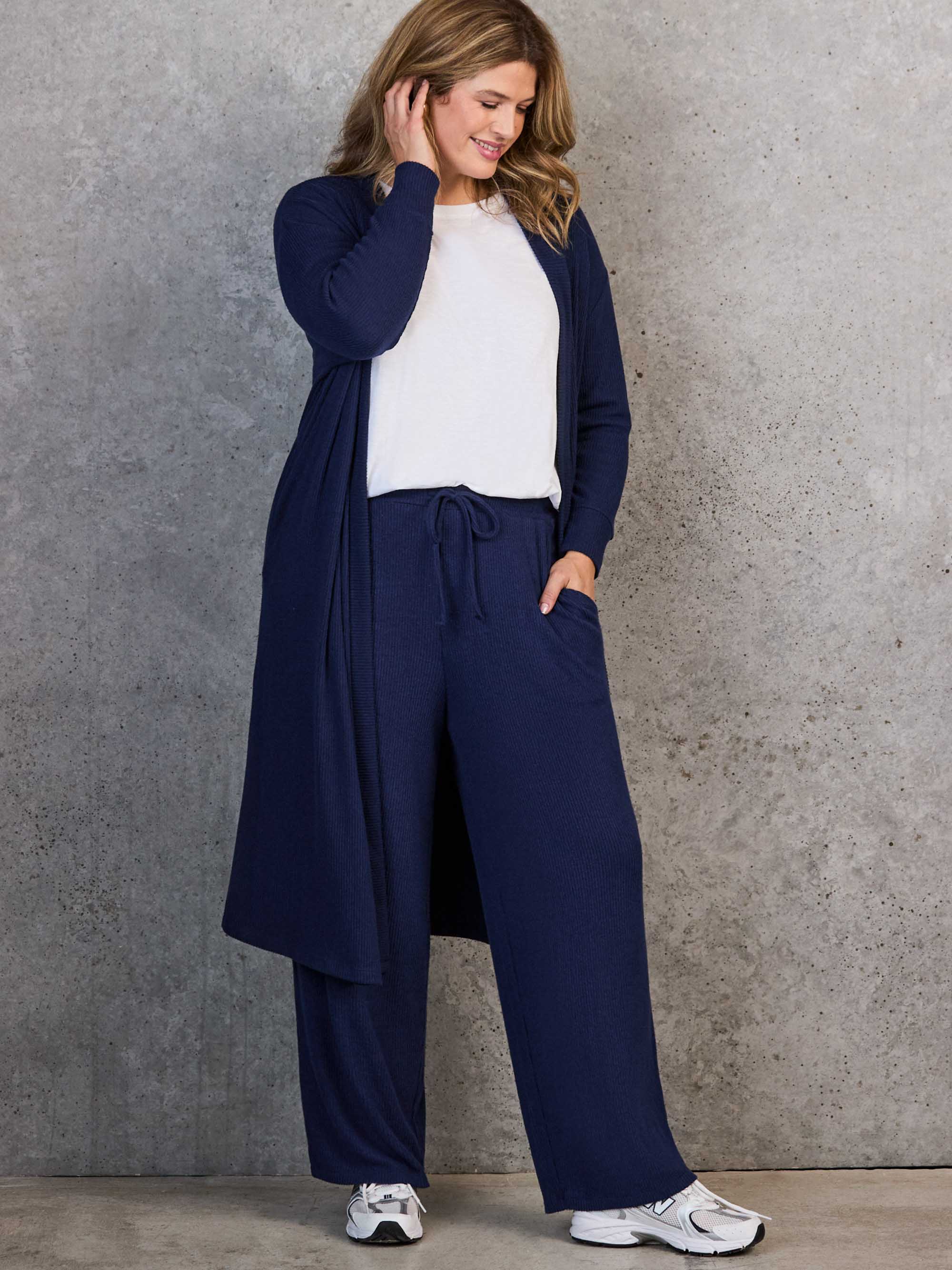 Navy Ribbed Supersoft Longline Cardigan - Image 3