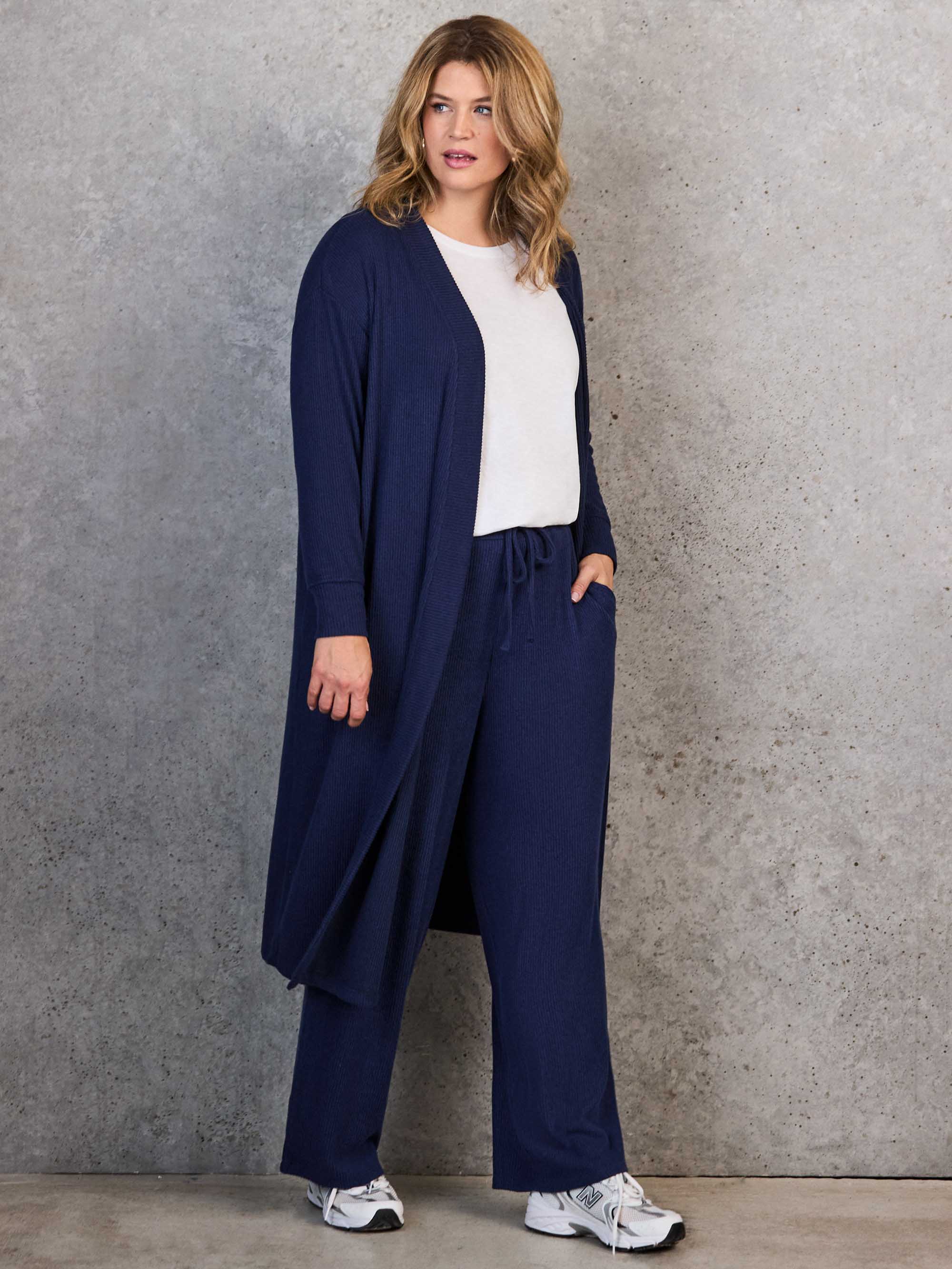 Navy Ribbed Supersoft Longline Cardigan - Image 4