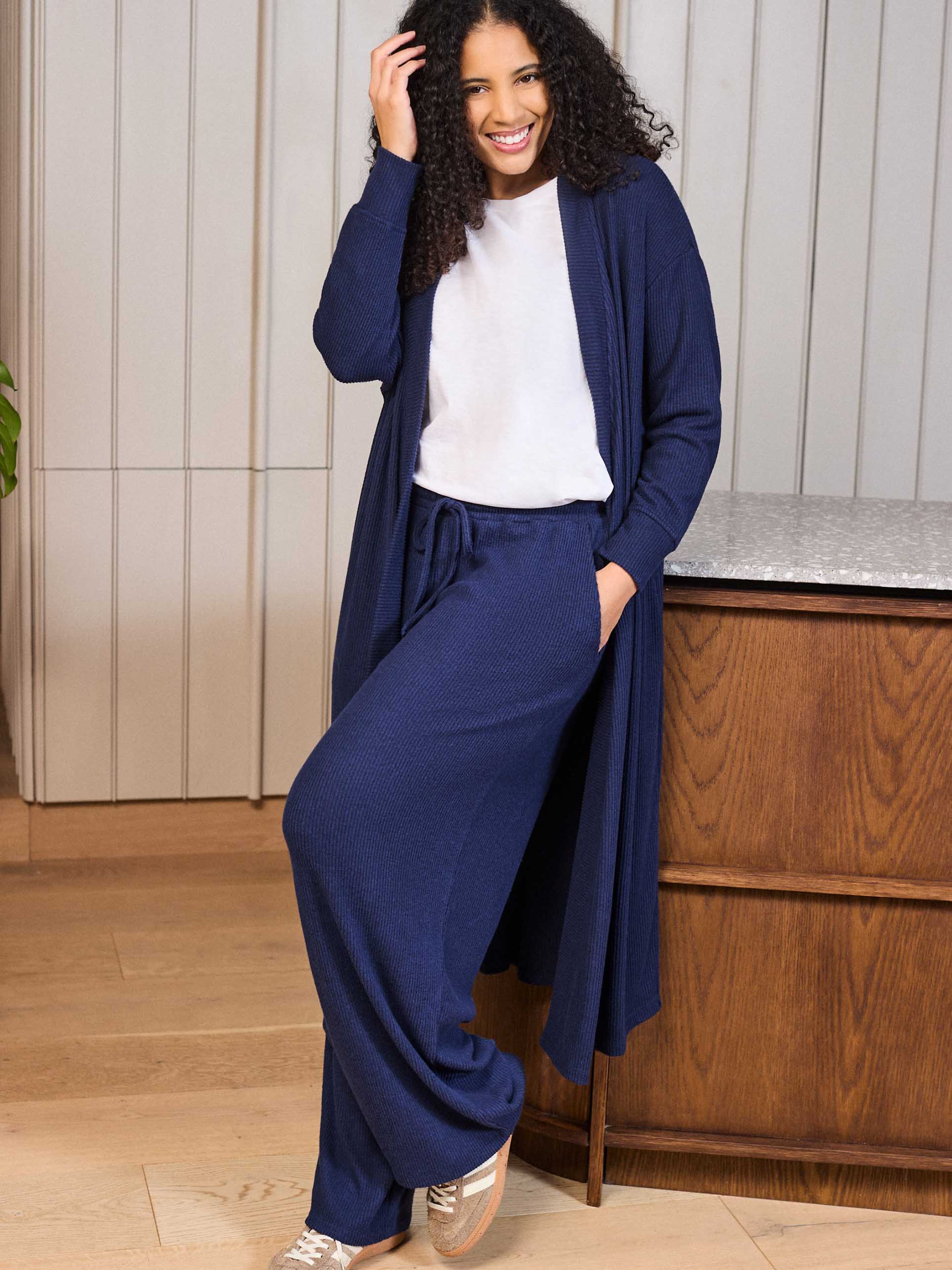 Navy Ribbed Supersoft Longline Cardigan - Image 5