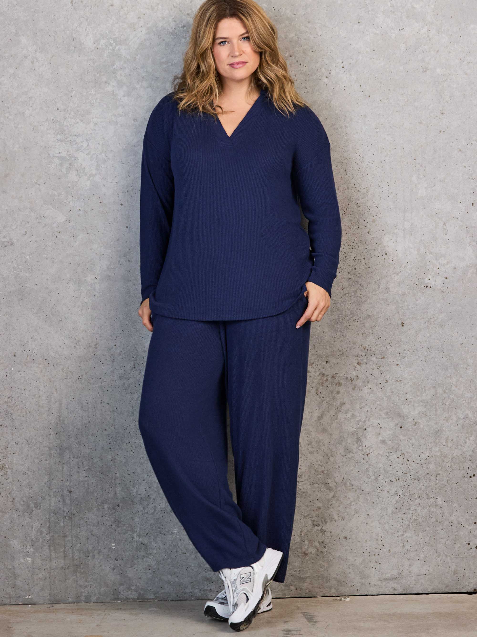 Navy Ribbed Supersoft Polo Neck Top - Image 7