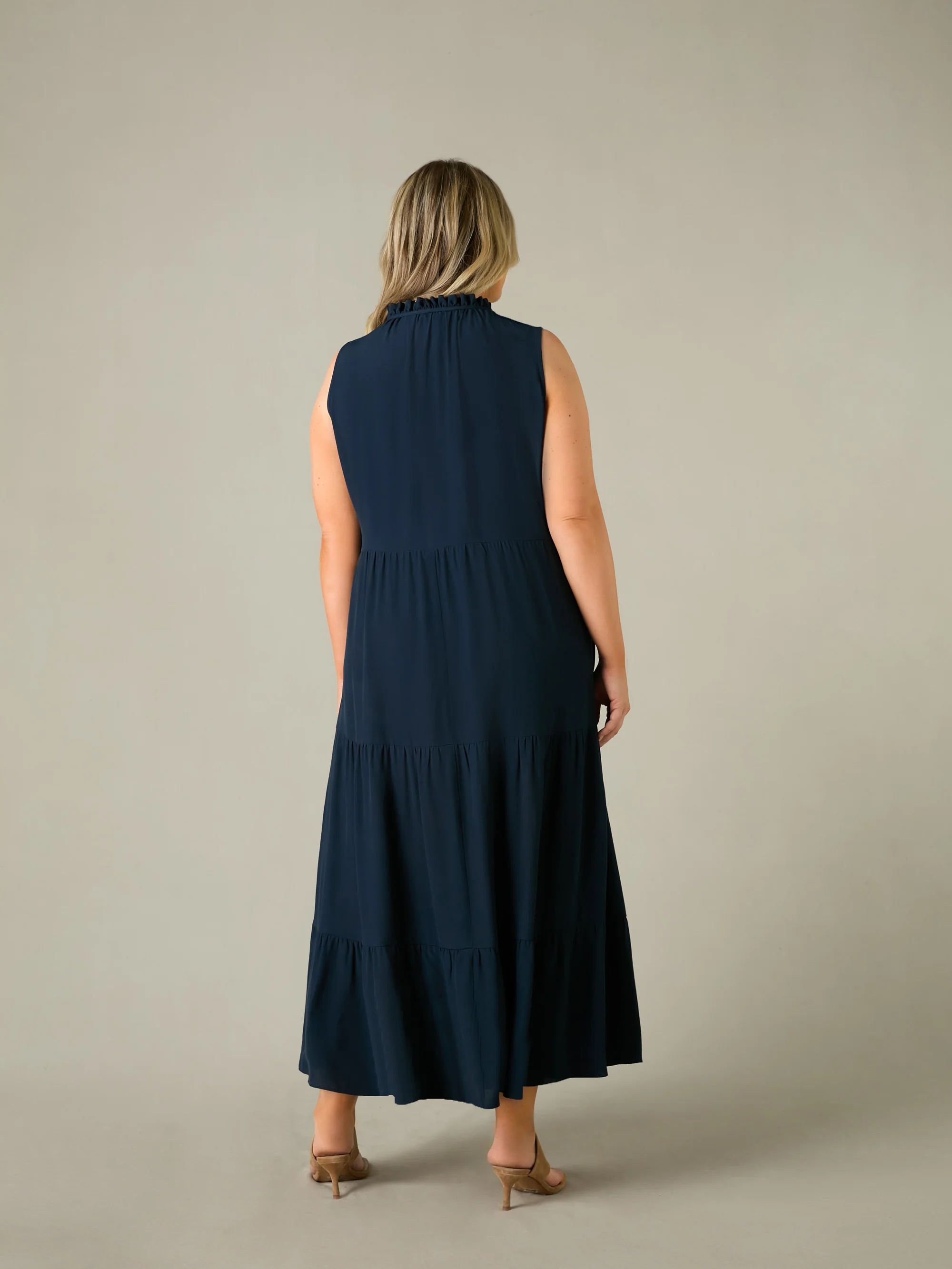 Navy Ruffle Midaxi Dress - Image 4