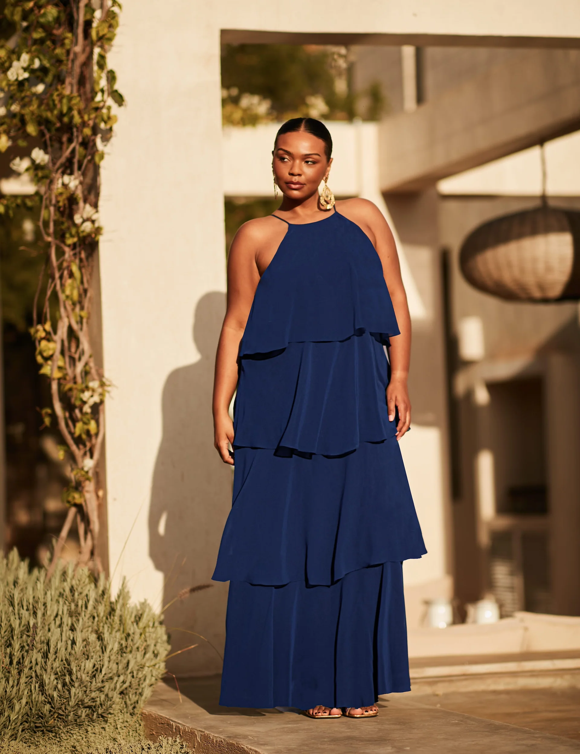 Navy Ruffle Tiered Maxi Dress - Image 2