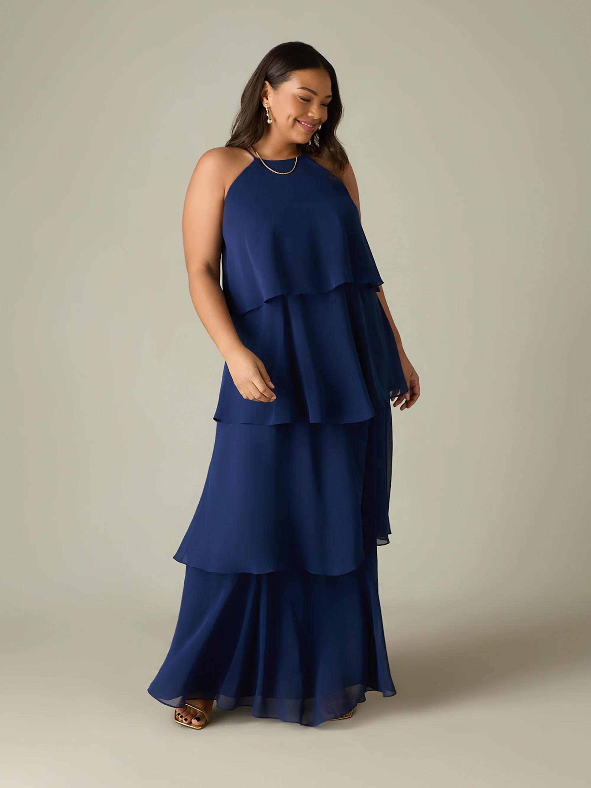 Navy Ruffle Tiered Maxi Dress - Image 3