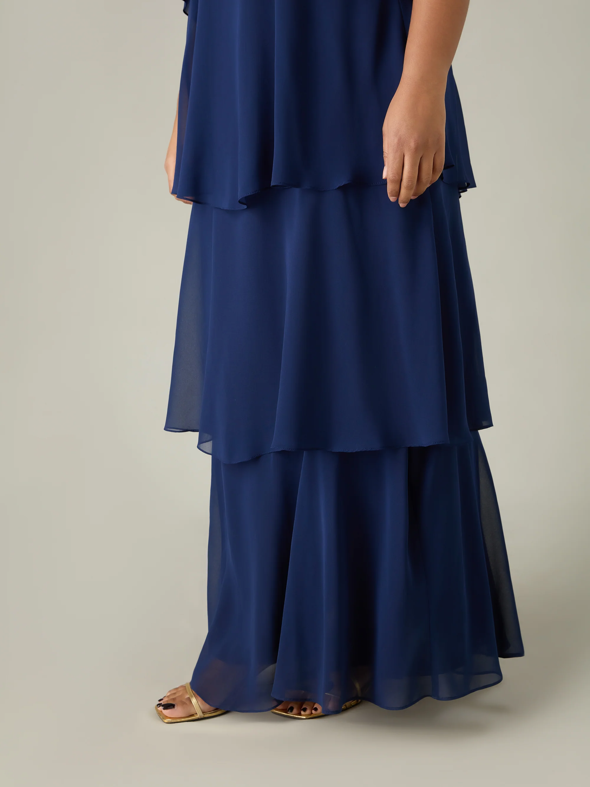 Navy Ruffle Tiered Maxi Dress - Image 4
