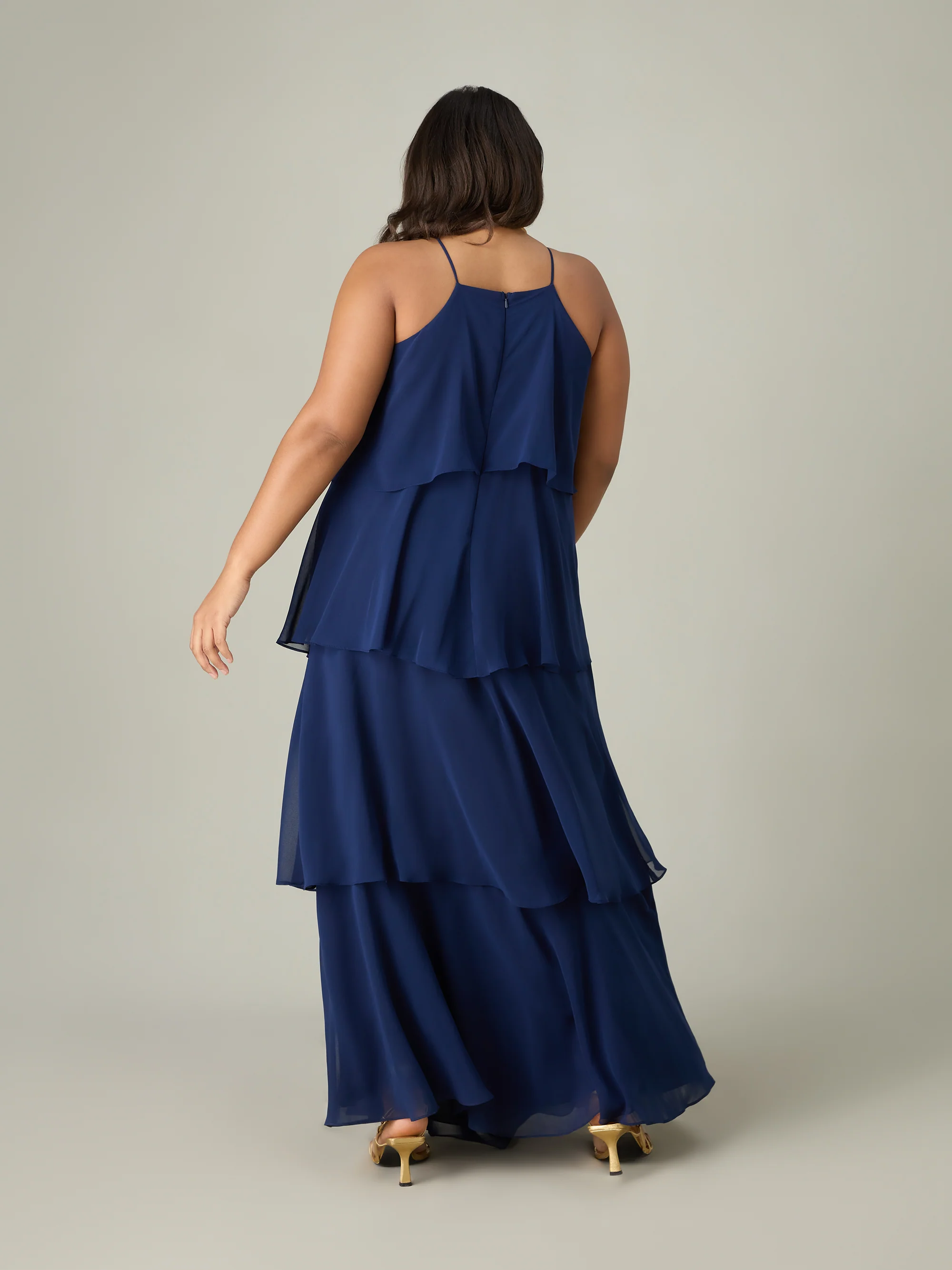 Navy Ruffle Tiered Maxi Dress - Image 5