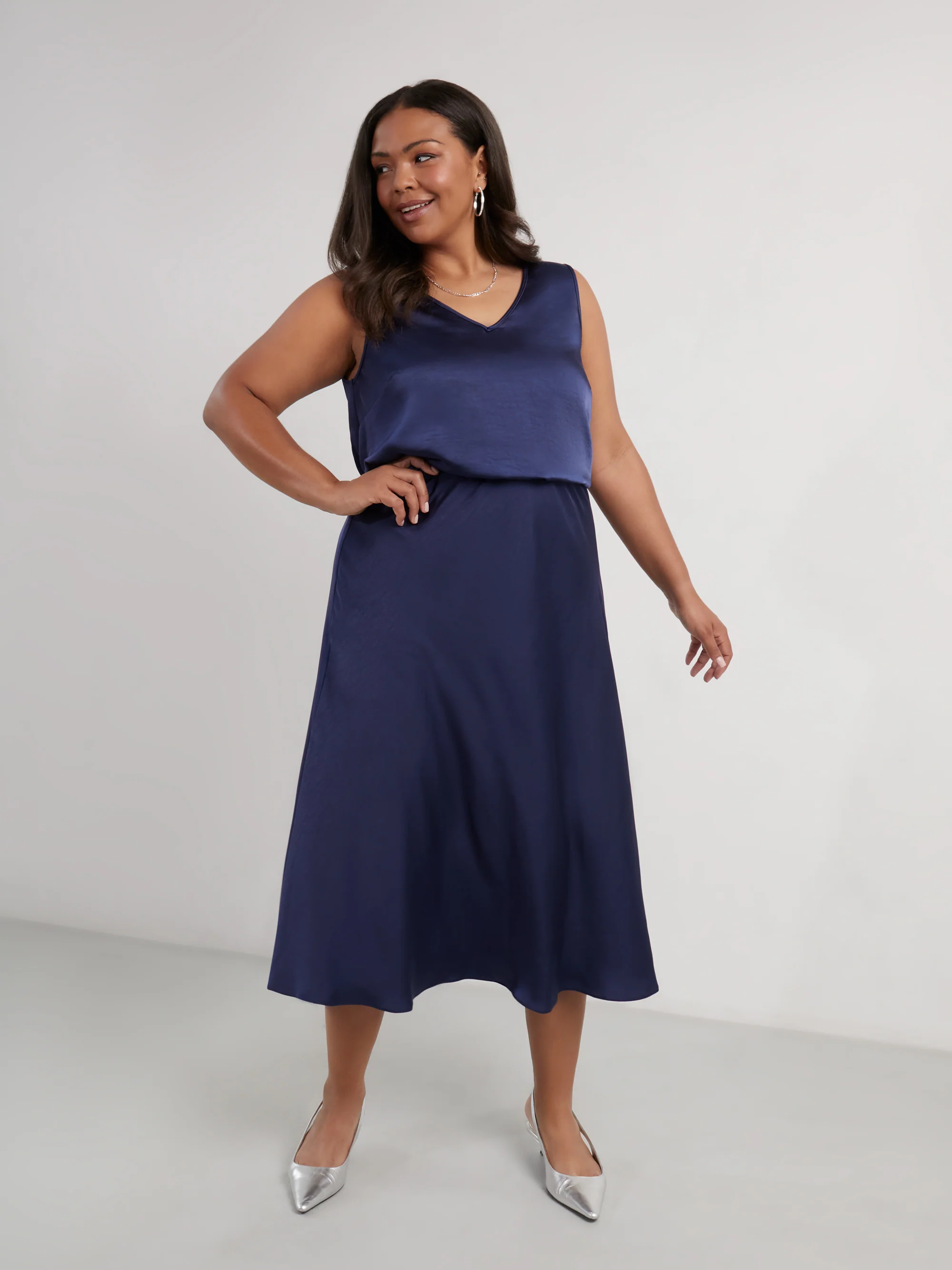 Navy Satin Skirt - Image 3