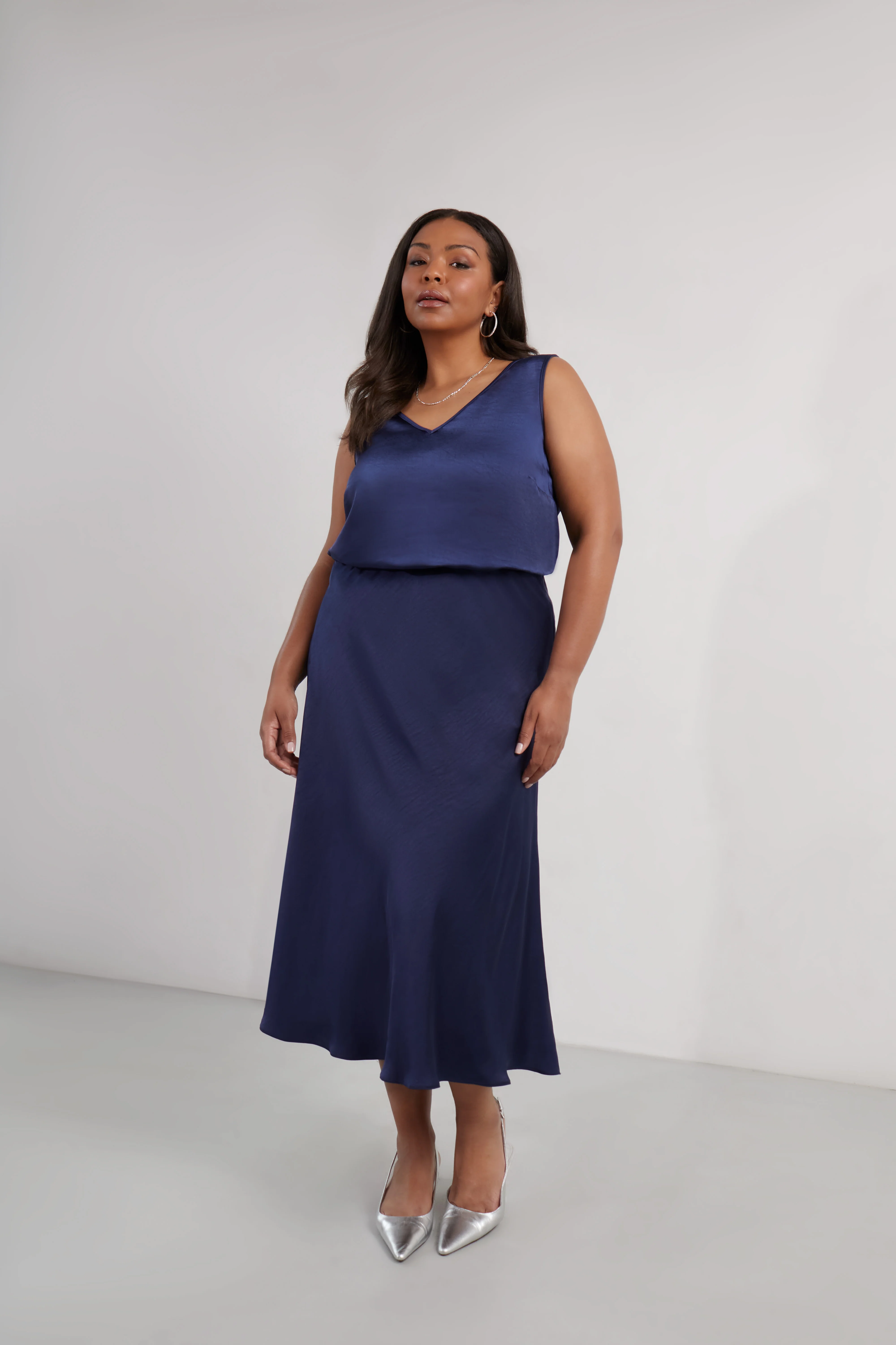 Navy Satin Skirt - Image 4