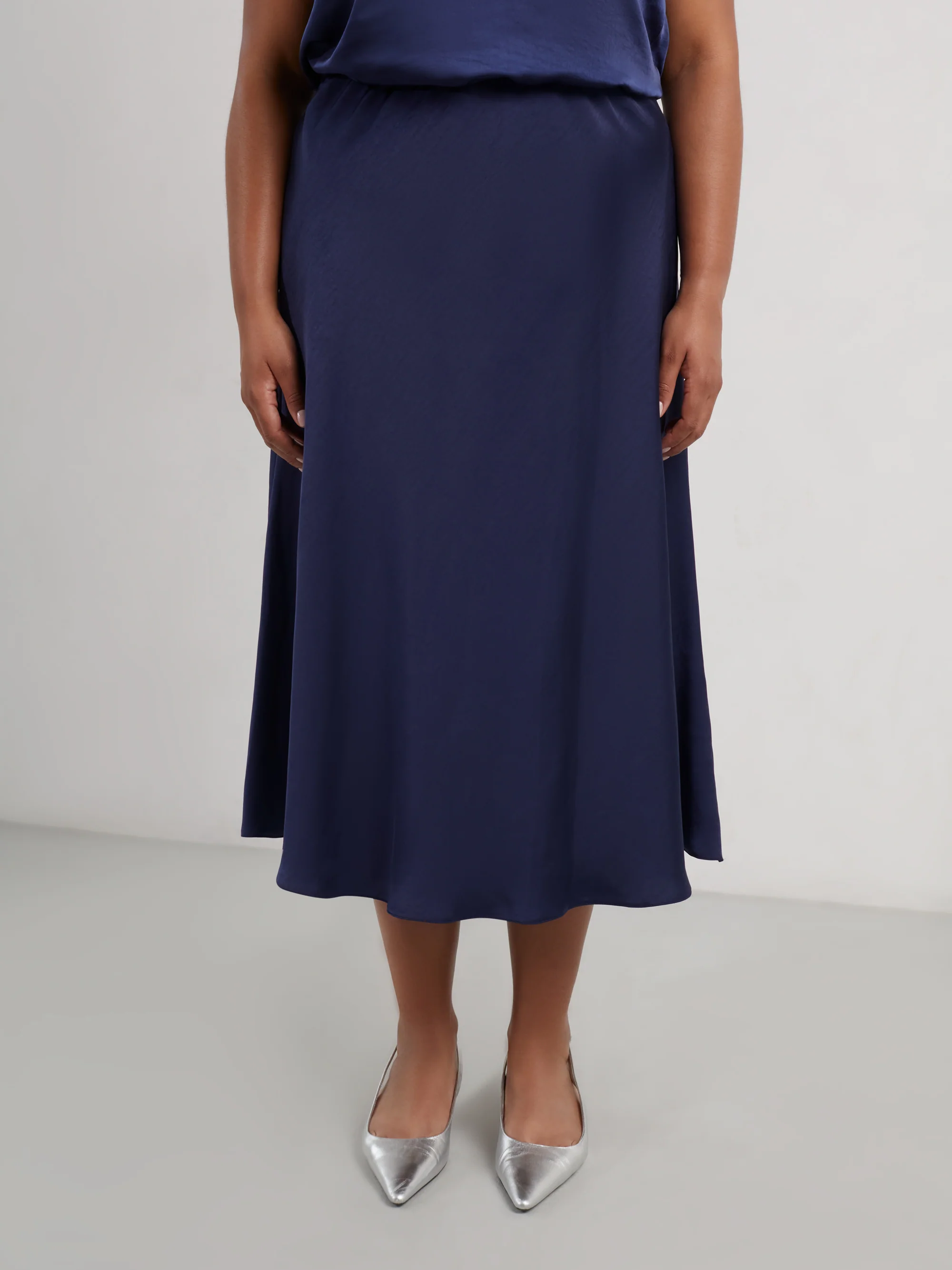 Navy Satin Skirt - Image 5
