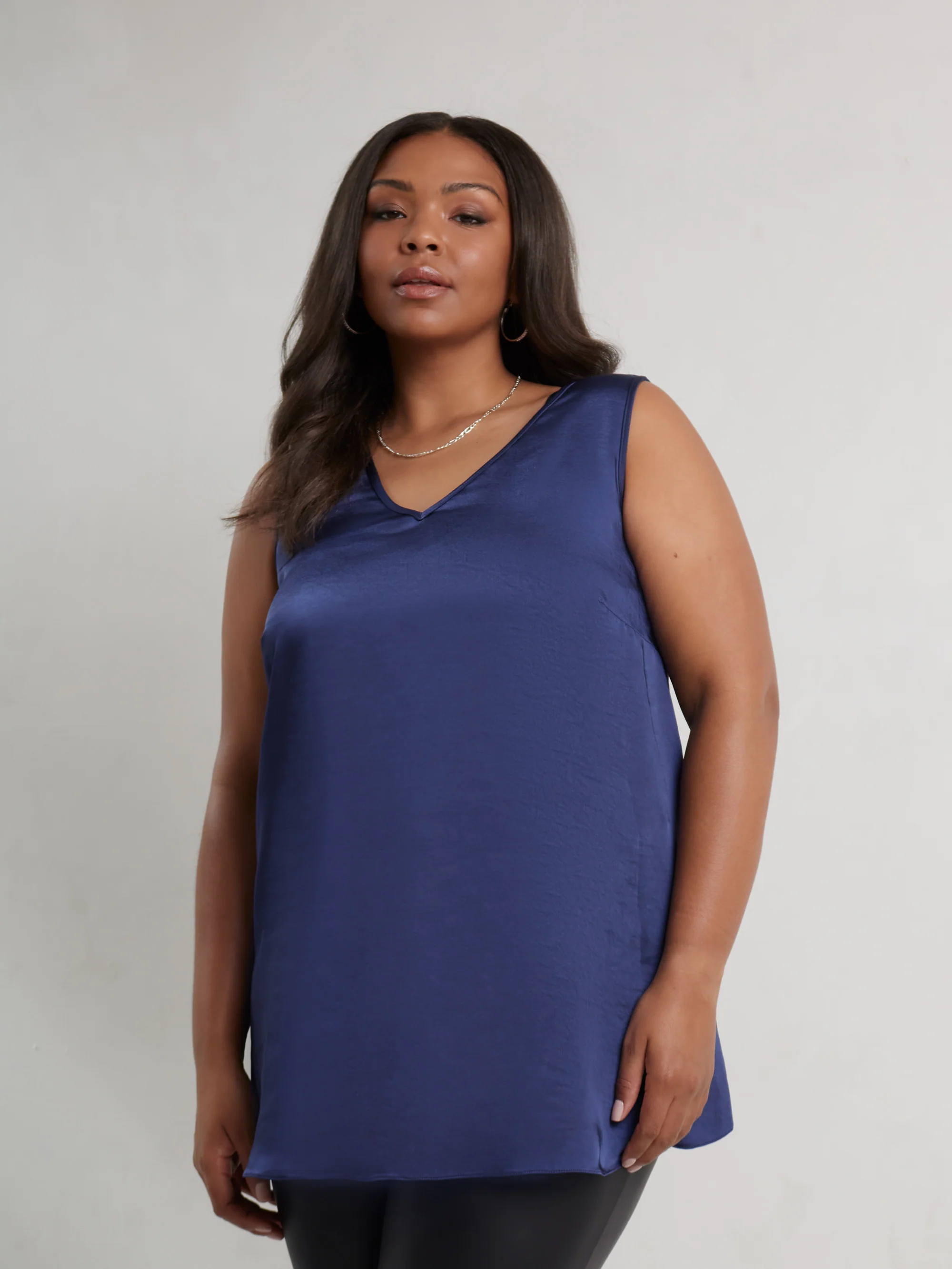 Navy Satin V-Neck Vest - Image 3