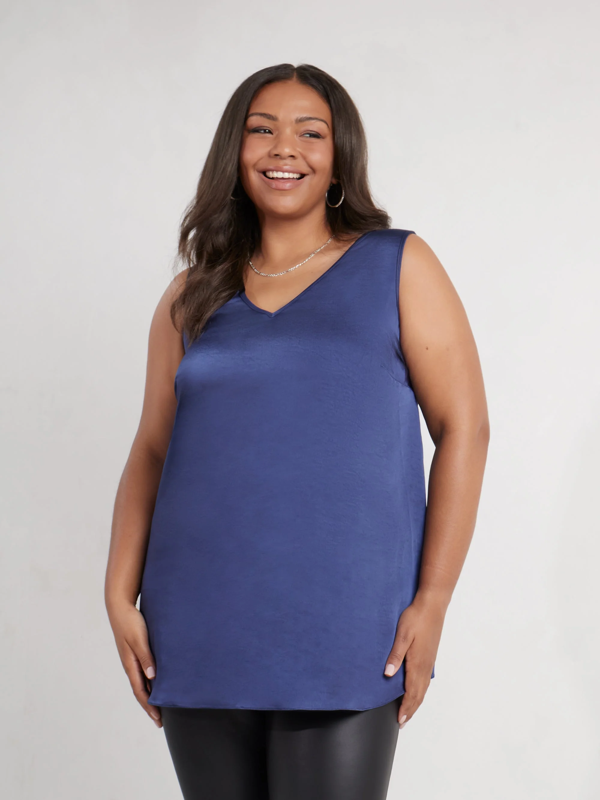 Navy Satin V-Neck Vest - Image 5