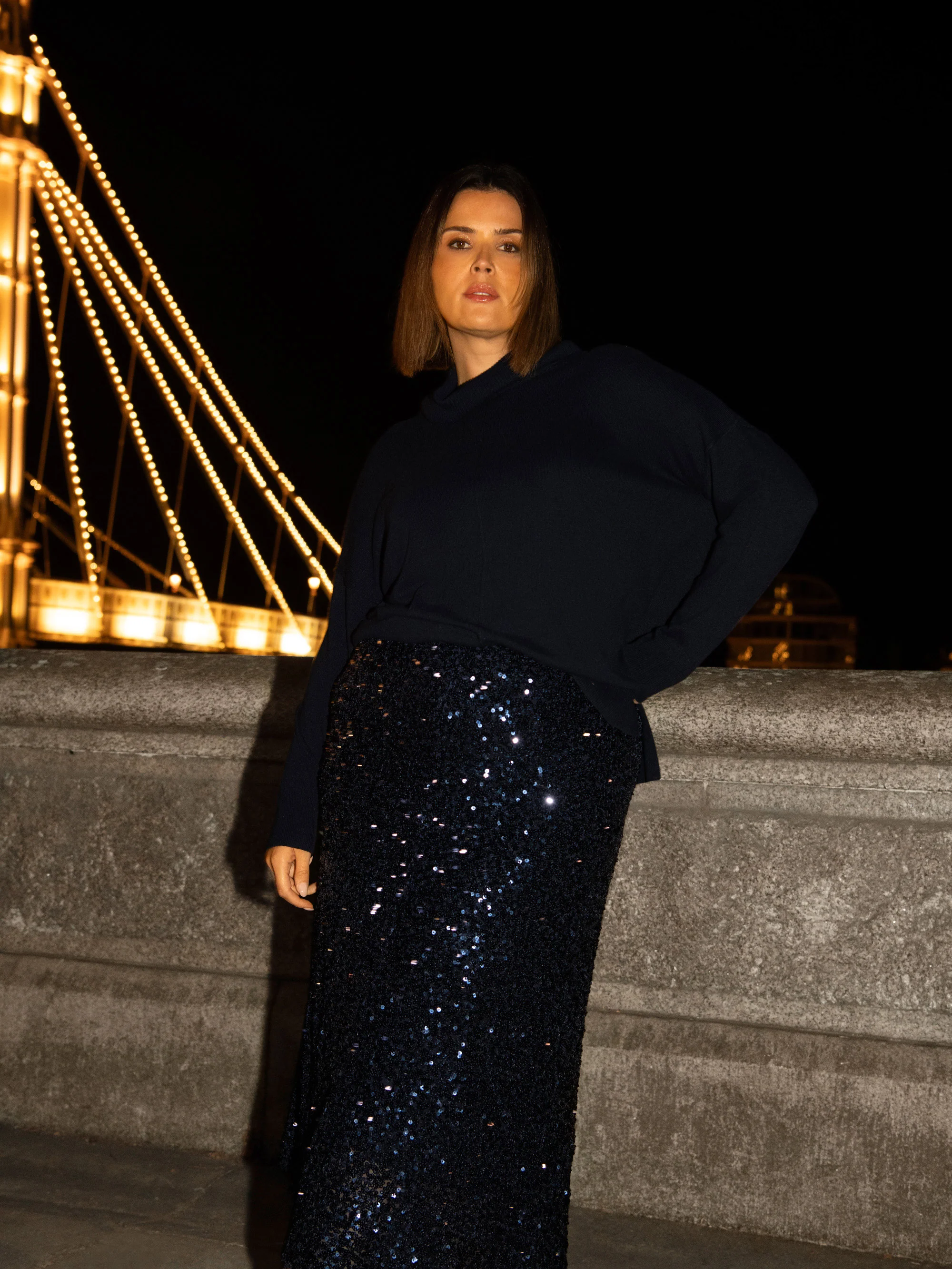 Navy Sequin Midaxi Skirt - Image 2