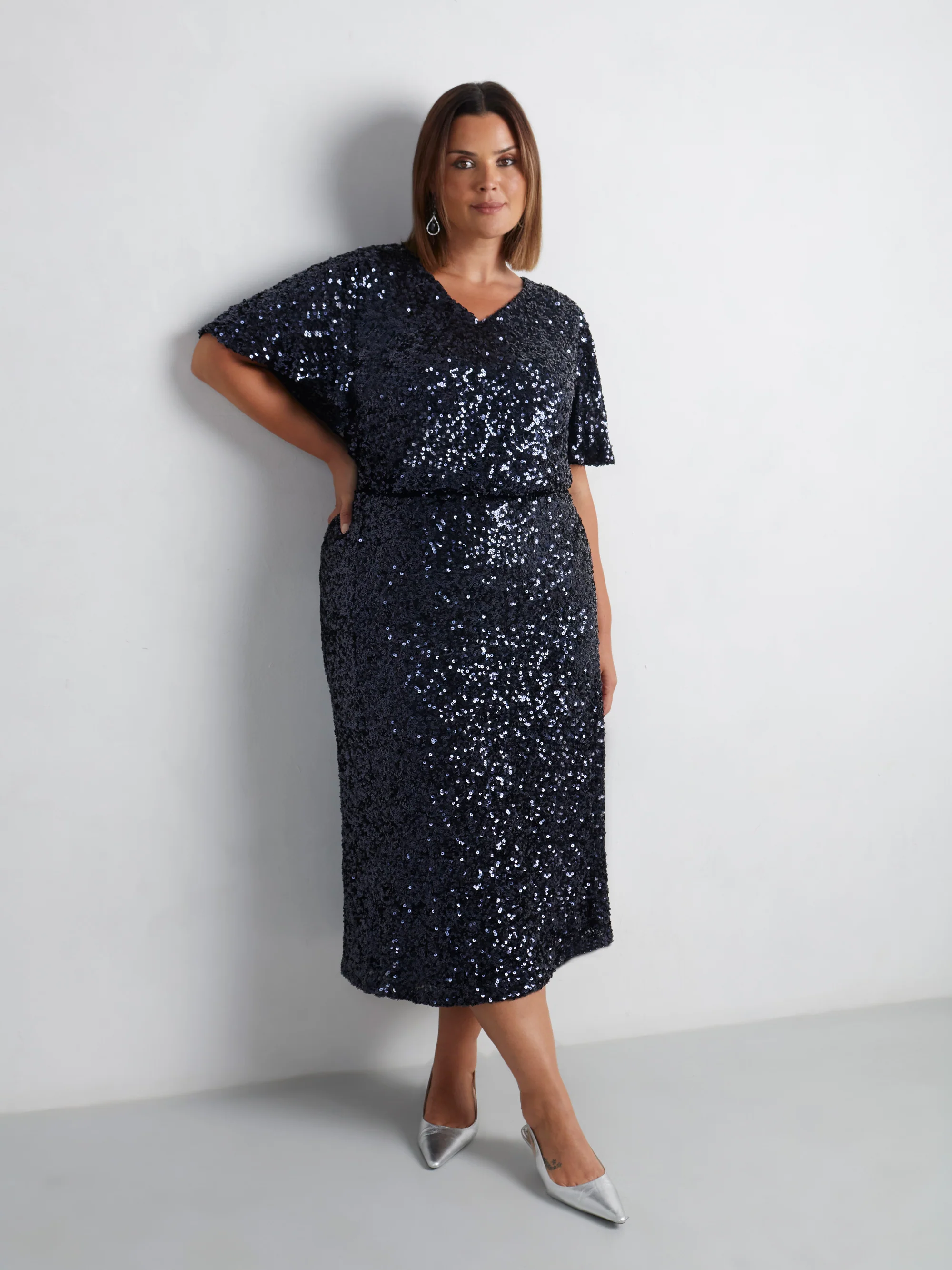 Navy Sequin Midaxi Skirt - Image 3