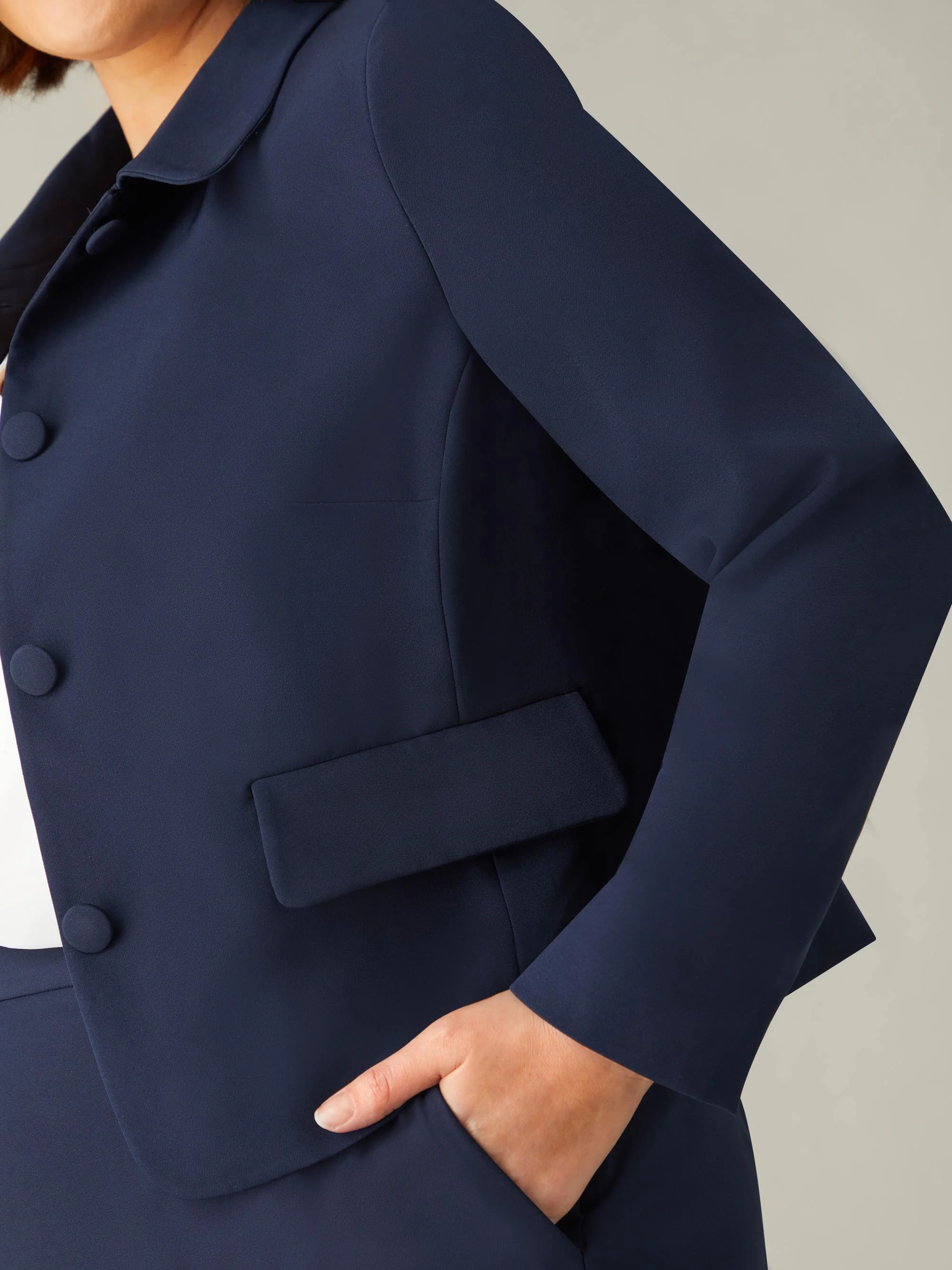 Navy Short Tailored Jacket - Image 3