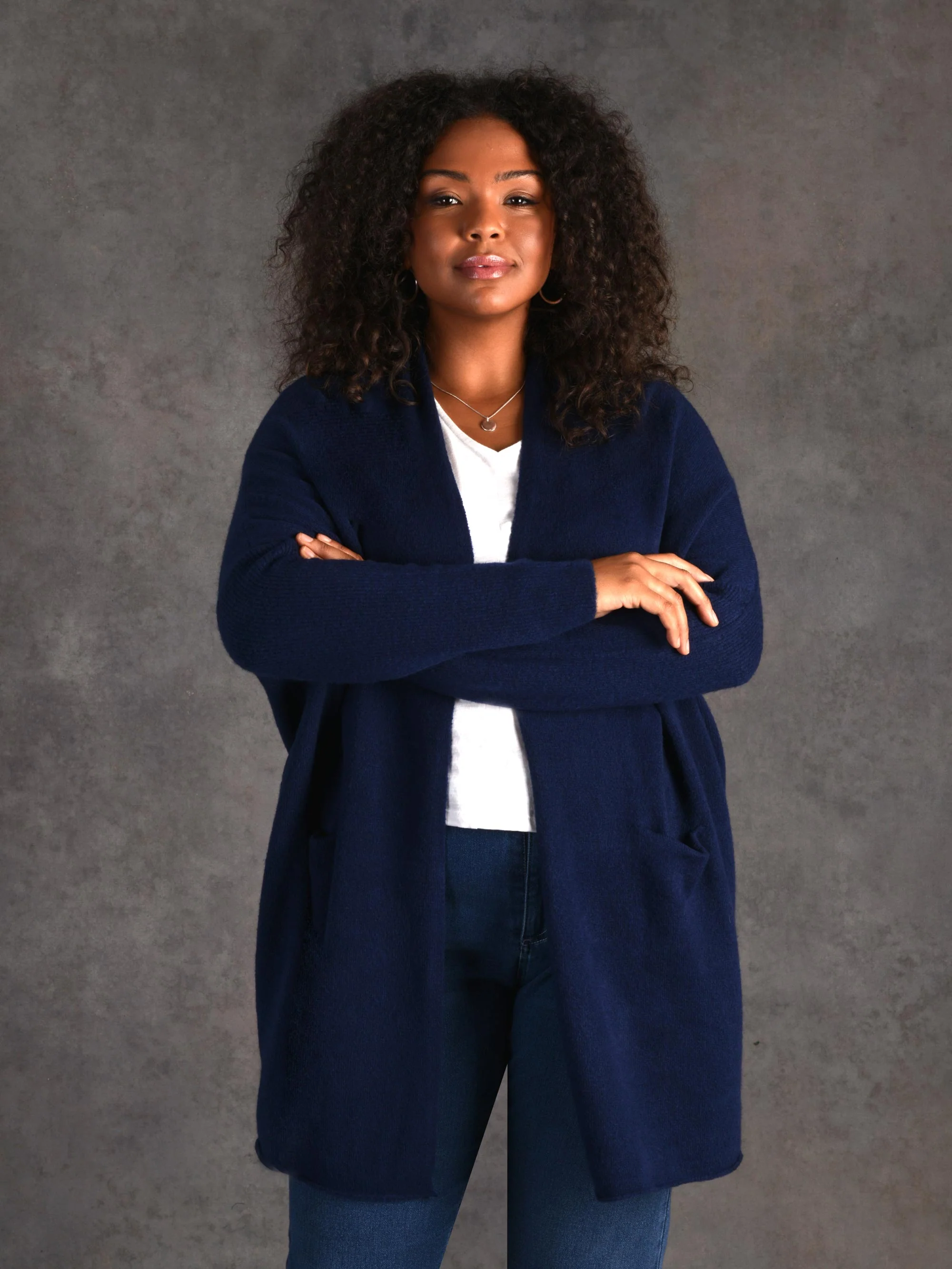 Navy Slouch Cardigan - Image 3