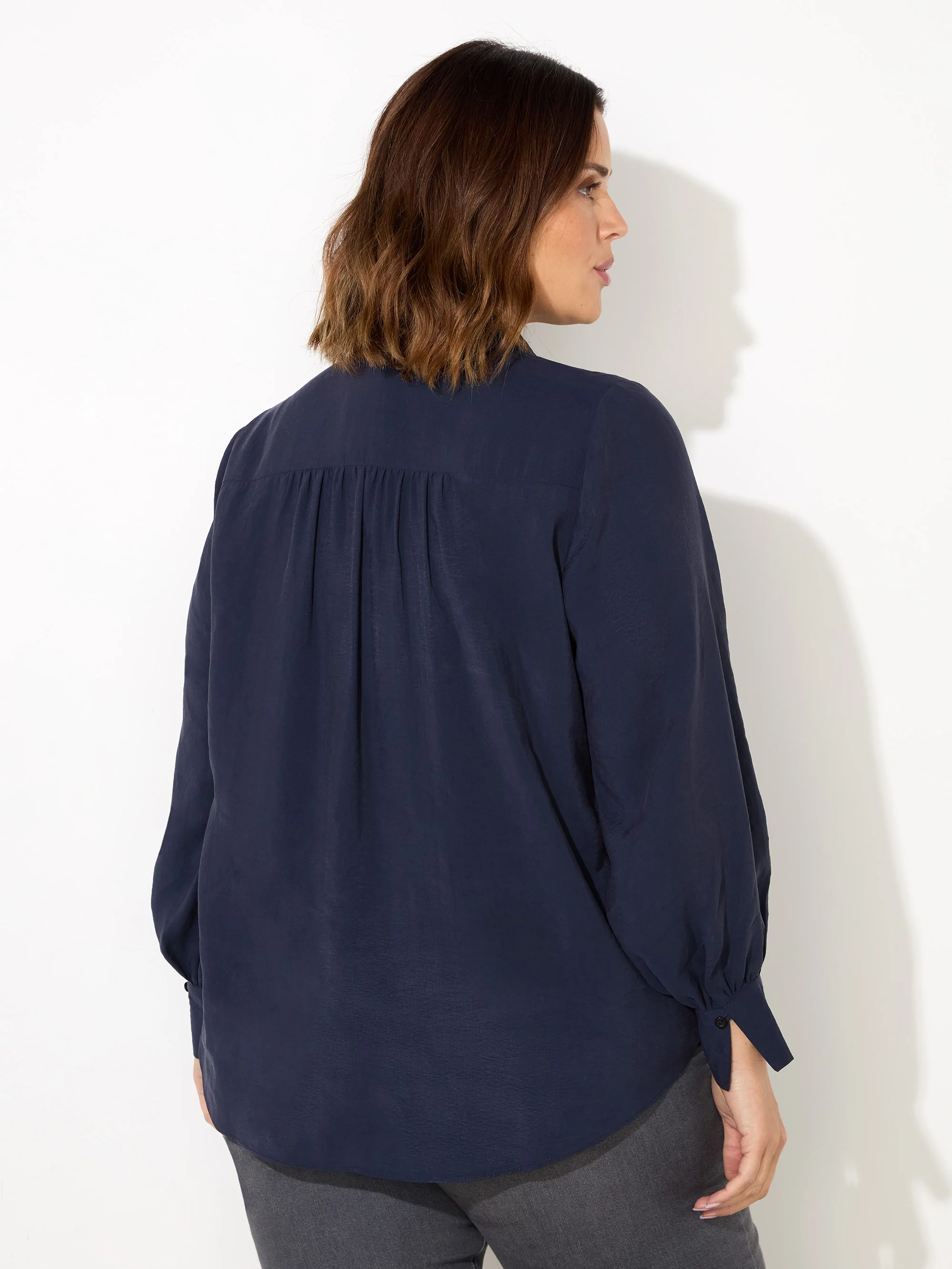 Navy Soft Touch Half Placket Shirt - Image 3