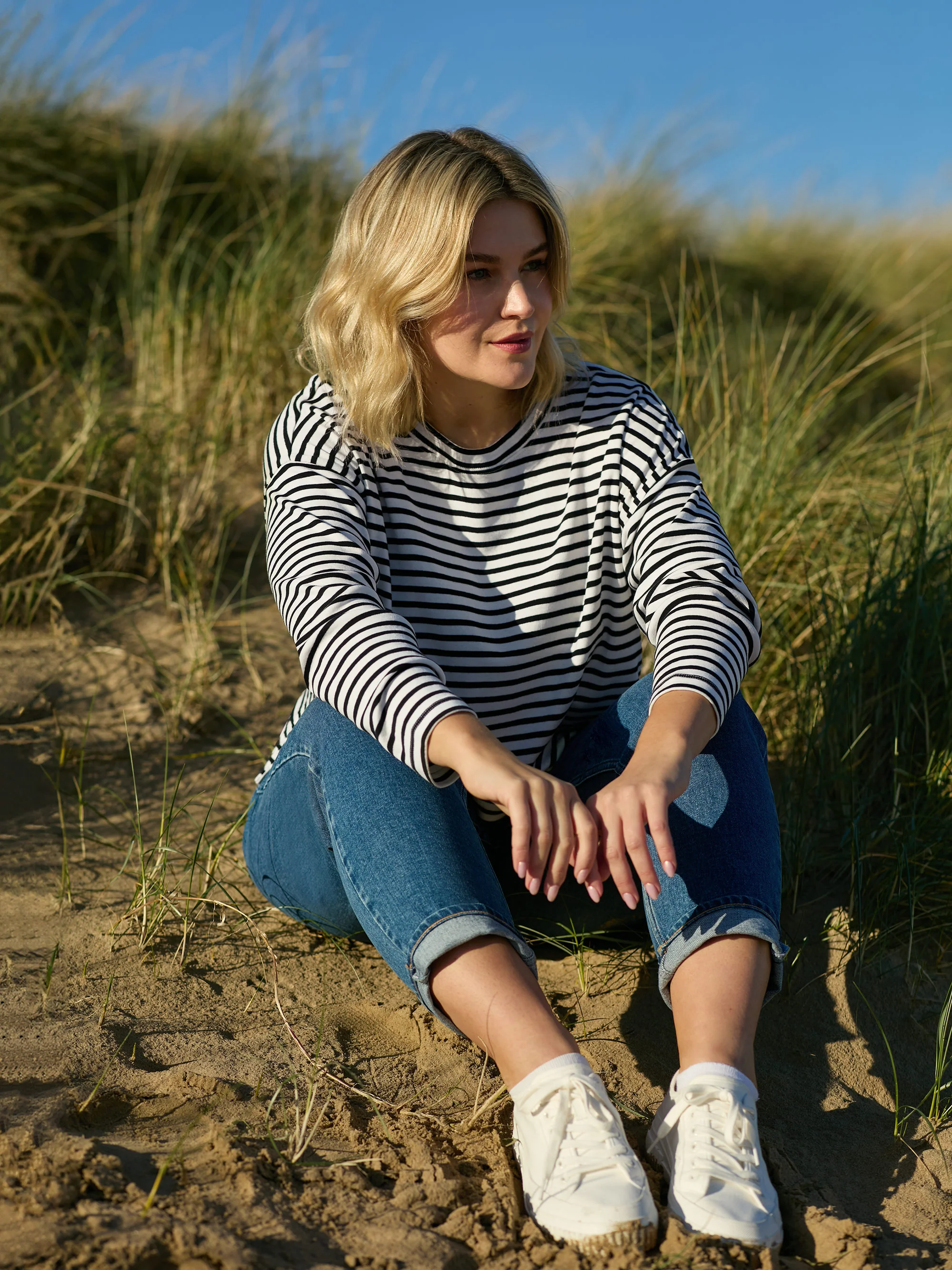 Navy Stripe Jersey Relaxed Top - Image 4