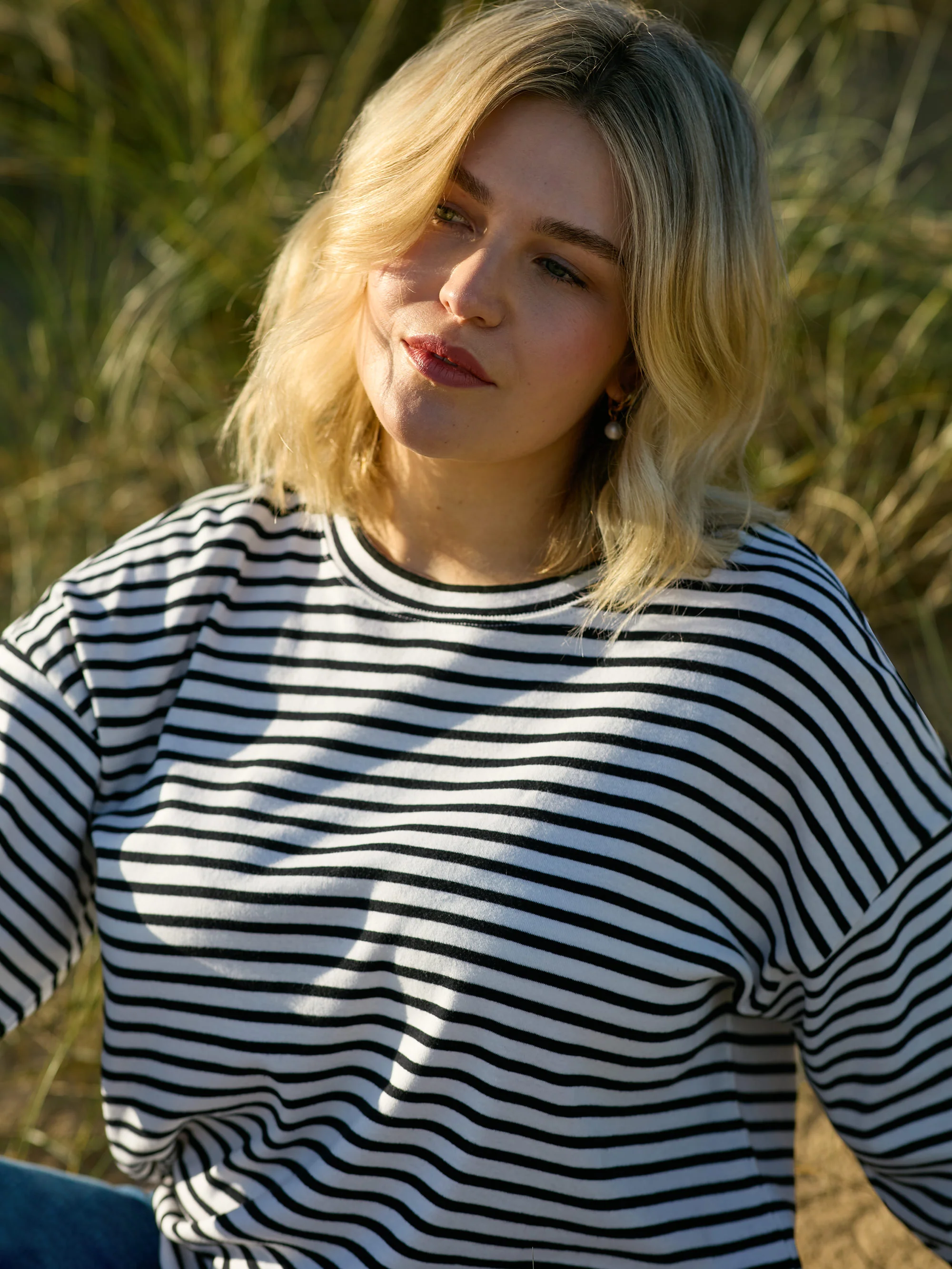 Navy Stripe Jersey Relaxed Top - Image 5