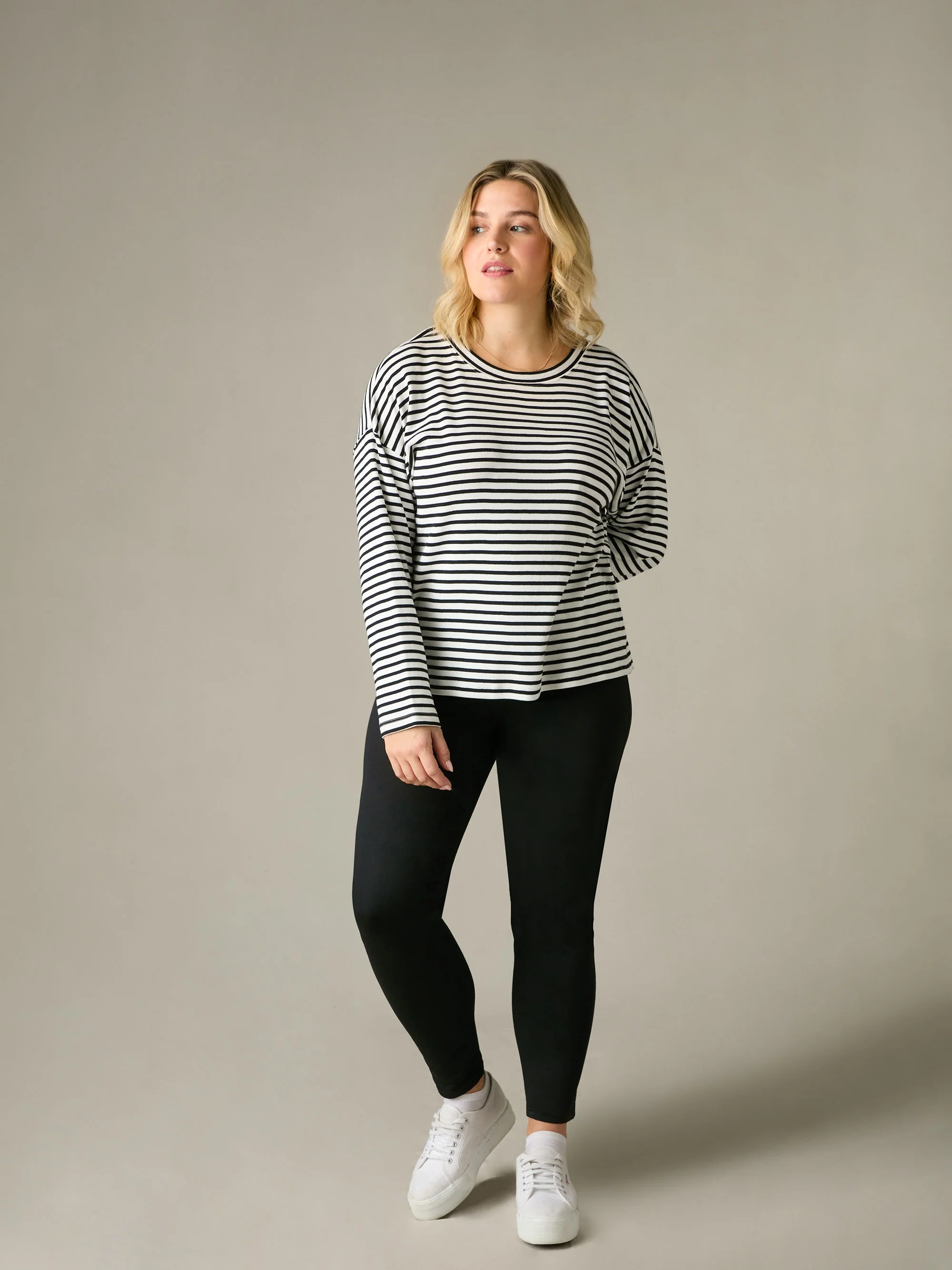 Navy Stripe Jersey Relaxed Top - Image 6