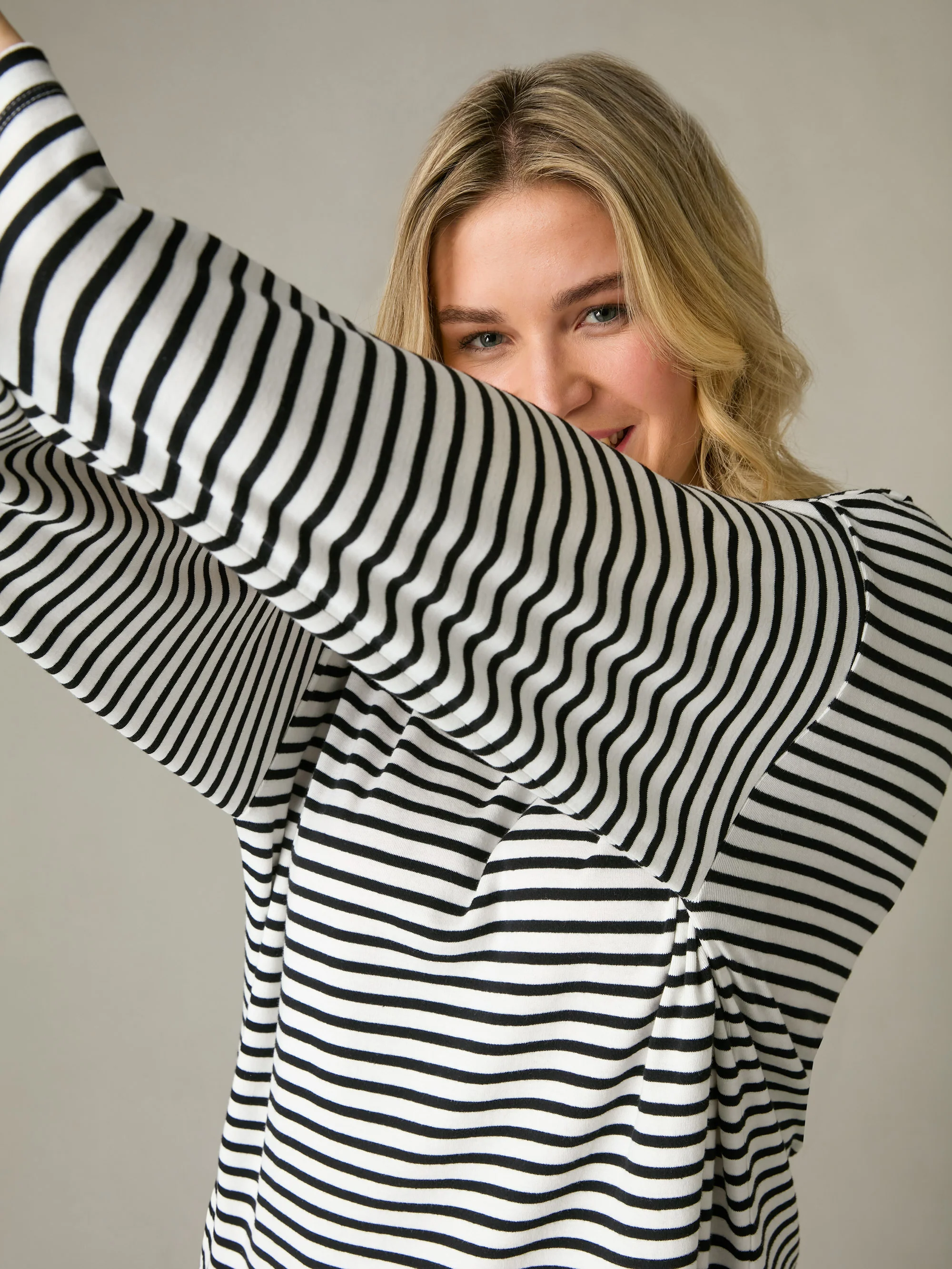 Navy Stripe Jersey Relaxed Top - Image 8