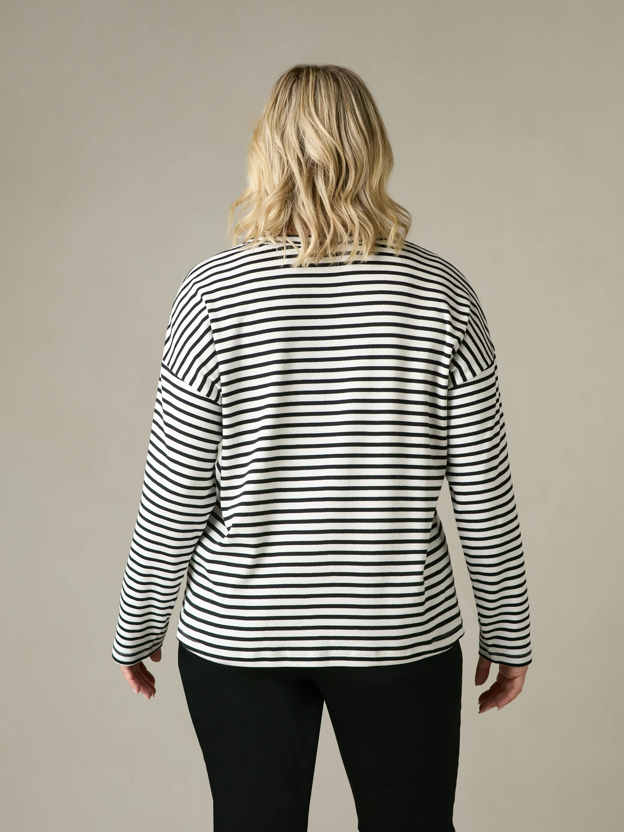 Navy Stripe Jersey Relaxed Top - Image 9
