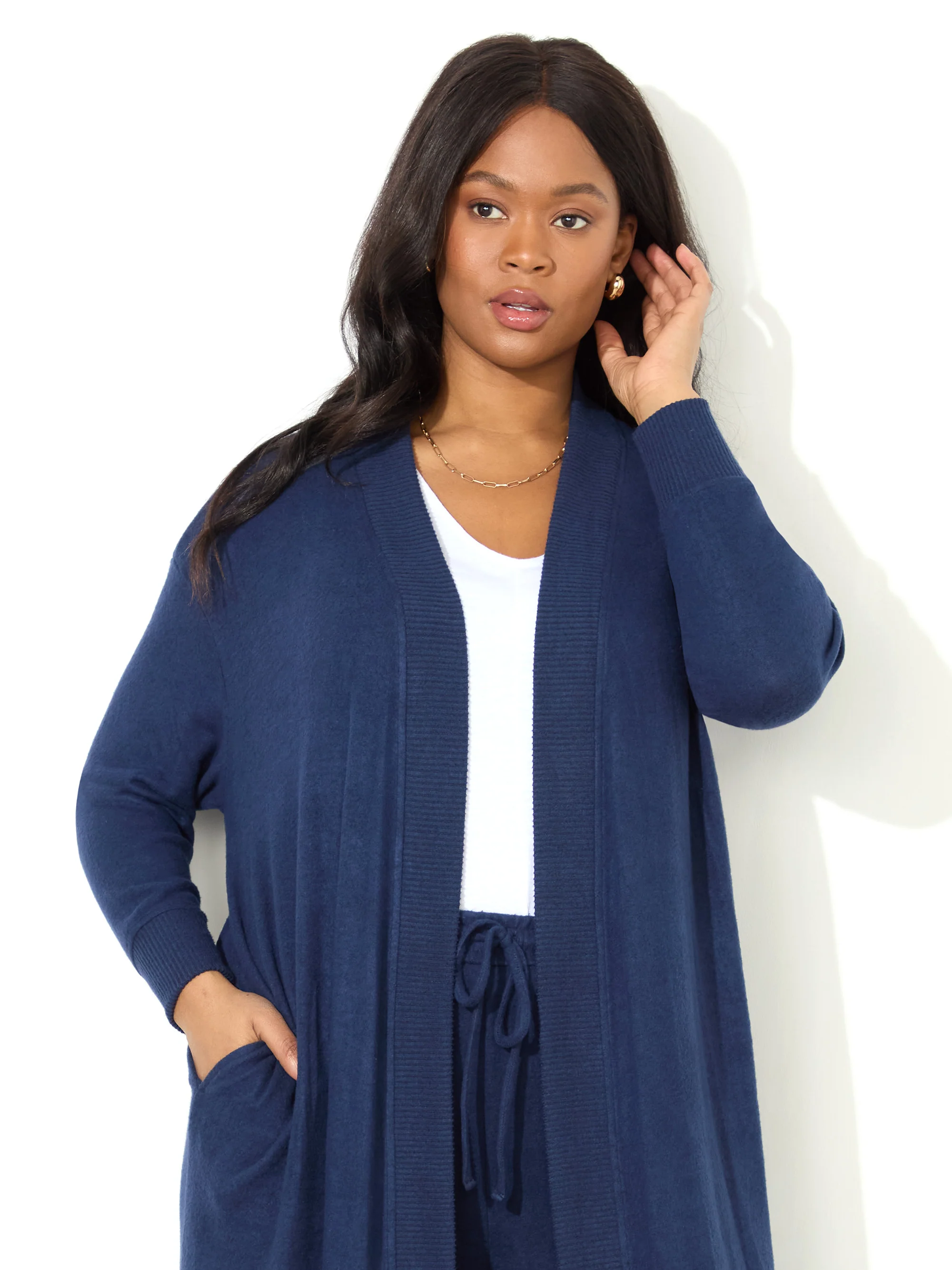Navy Supersoft Maxi Cardigan - Image 5