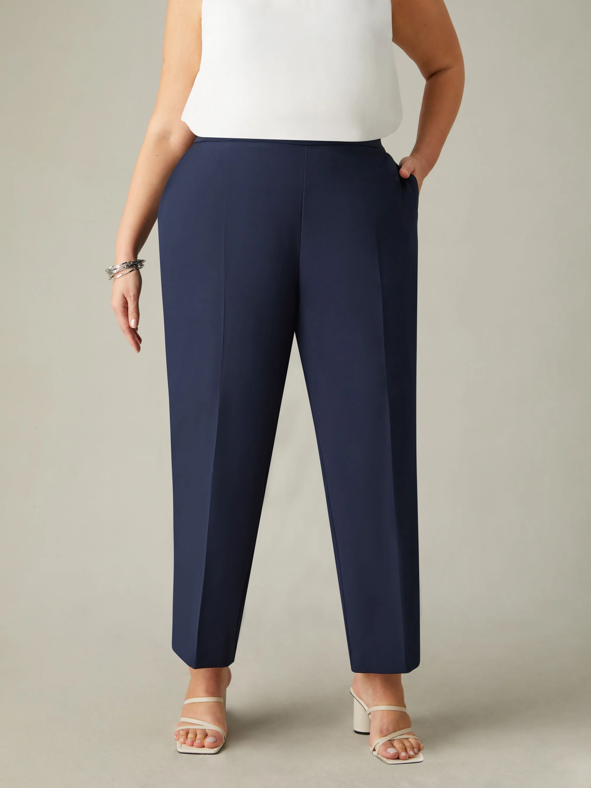 Navy Tailored Side Split Trouser - Image 3