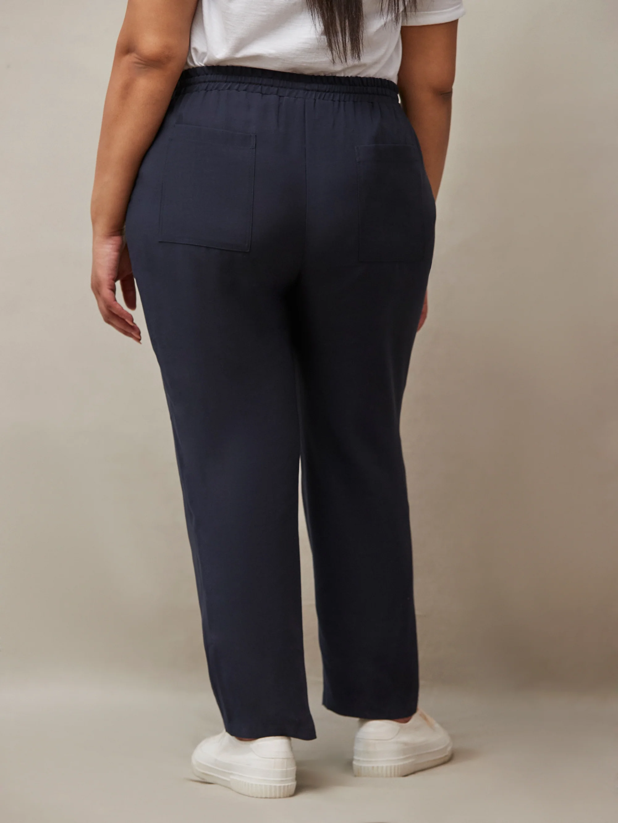 Petite Navy Tapered Trousers - Image 5