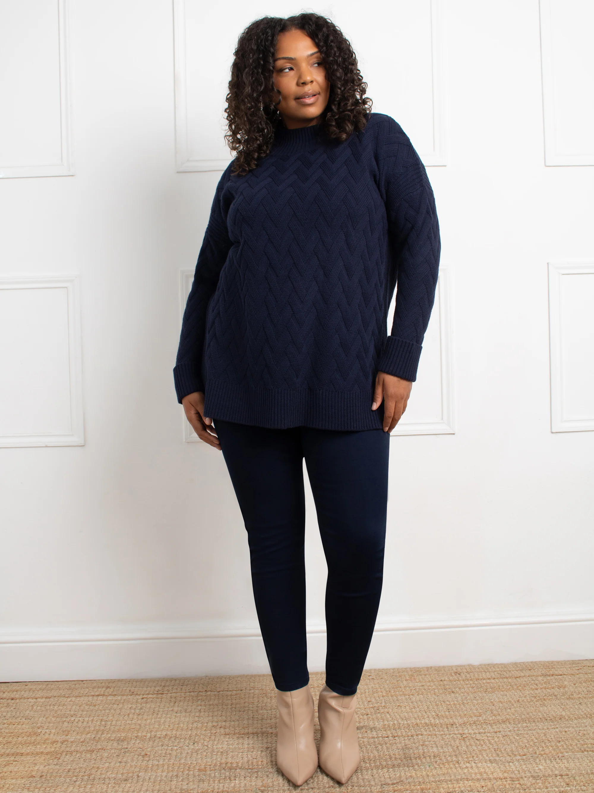 Navy Textured Knit Jumper - Image 2