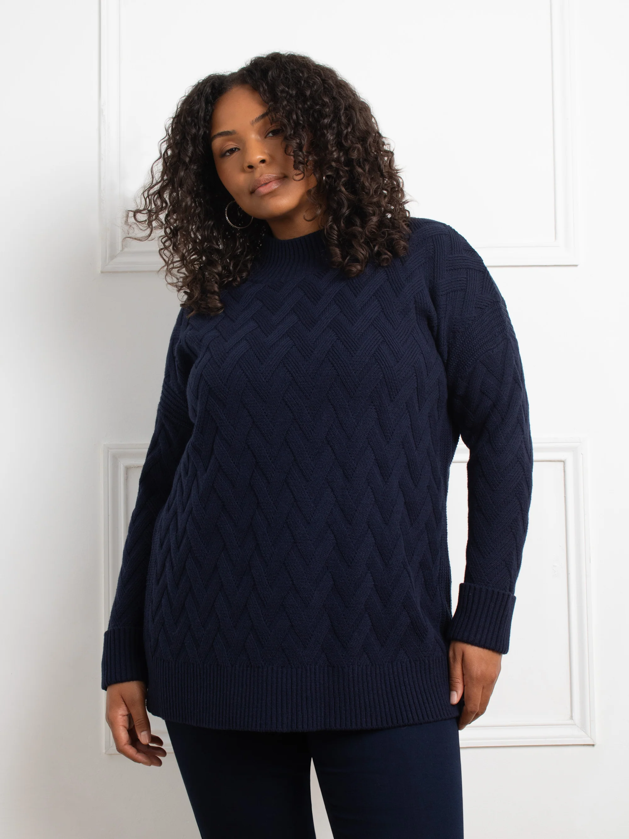 Navy Textured Knit Jumper - Image 3