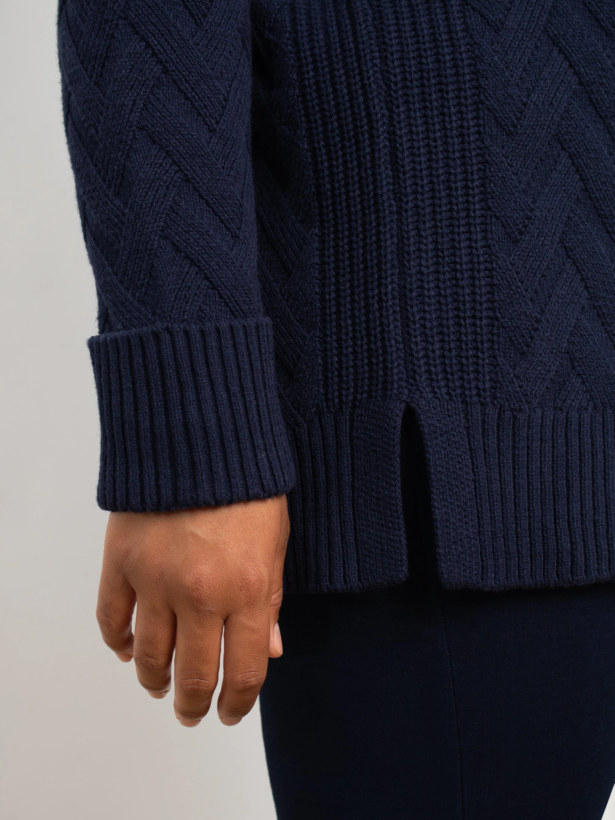 Navy Textured Knit Jumper - Image 5