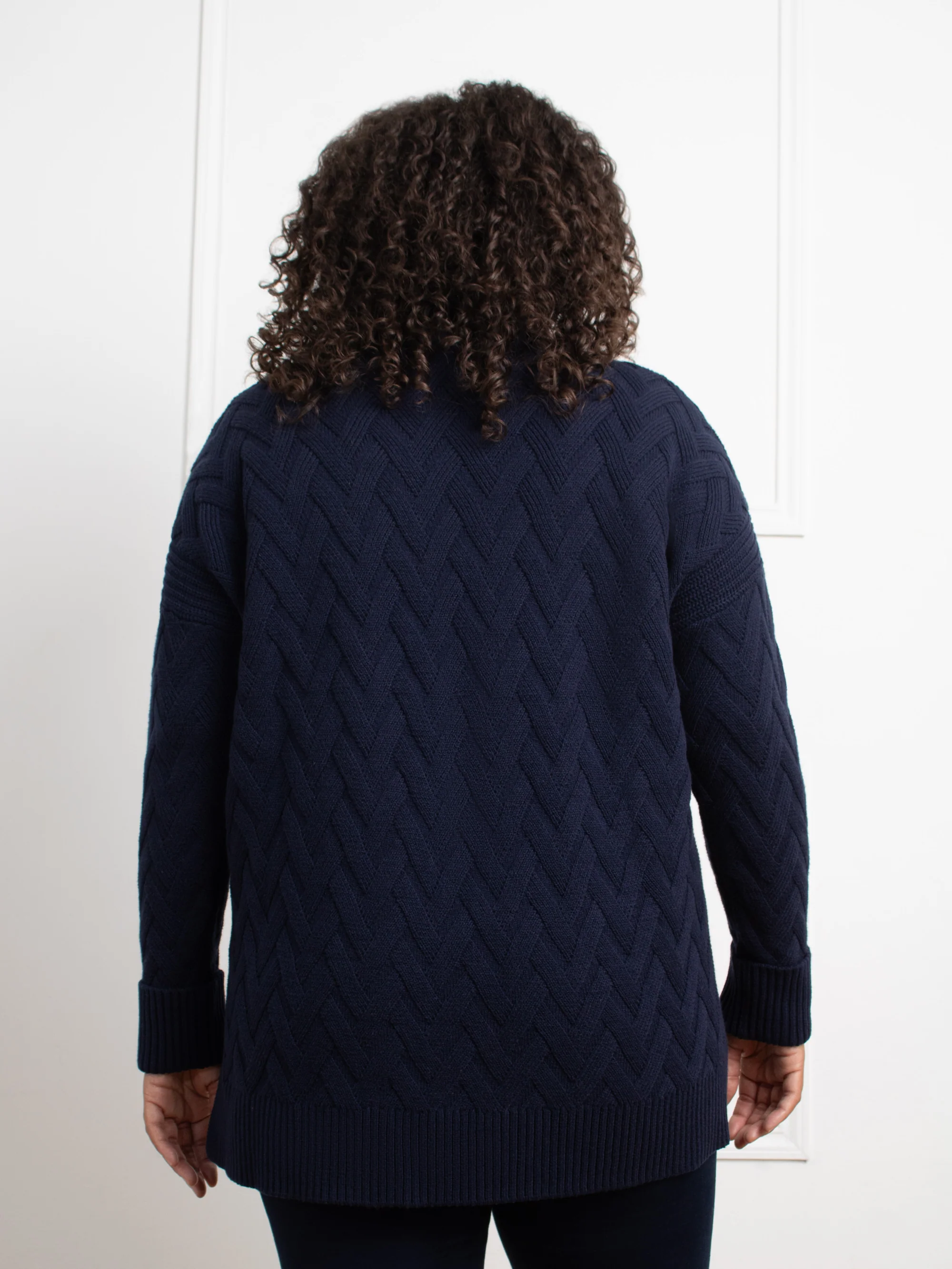 Navy Textured Knit Jumper - Image 6