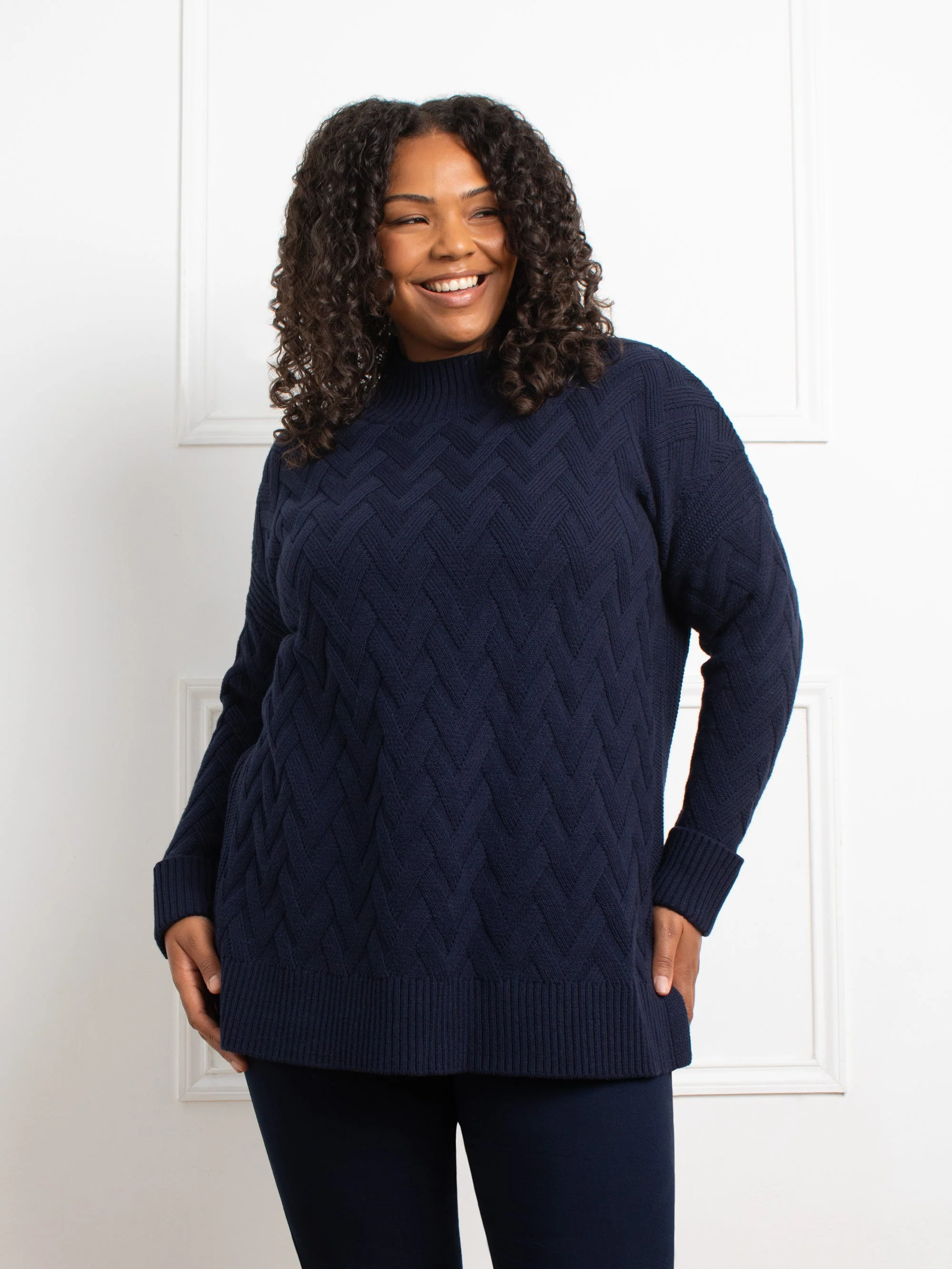 Navy Textured Knit Jumper - Image 7