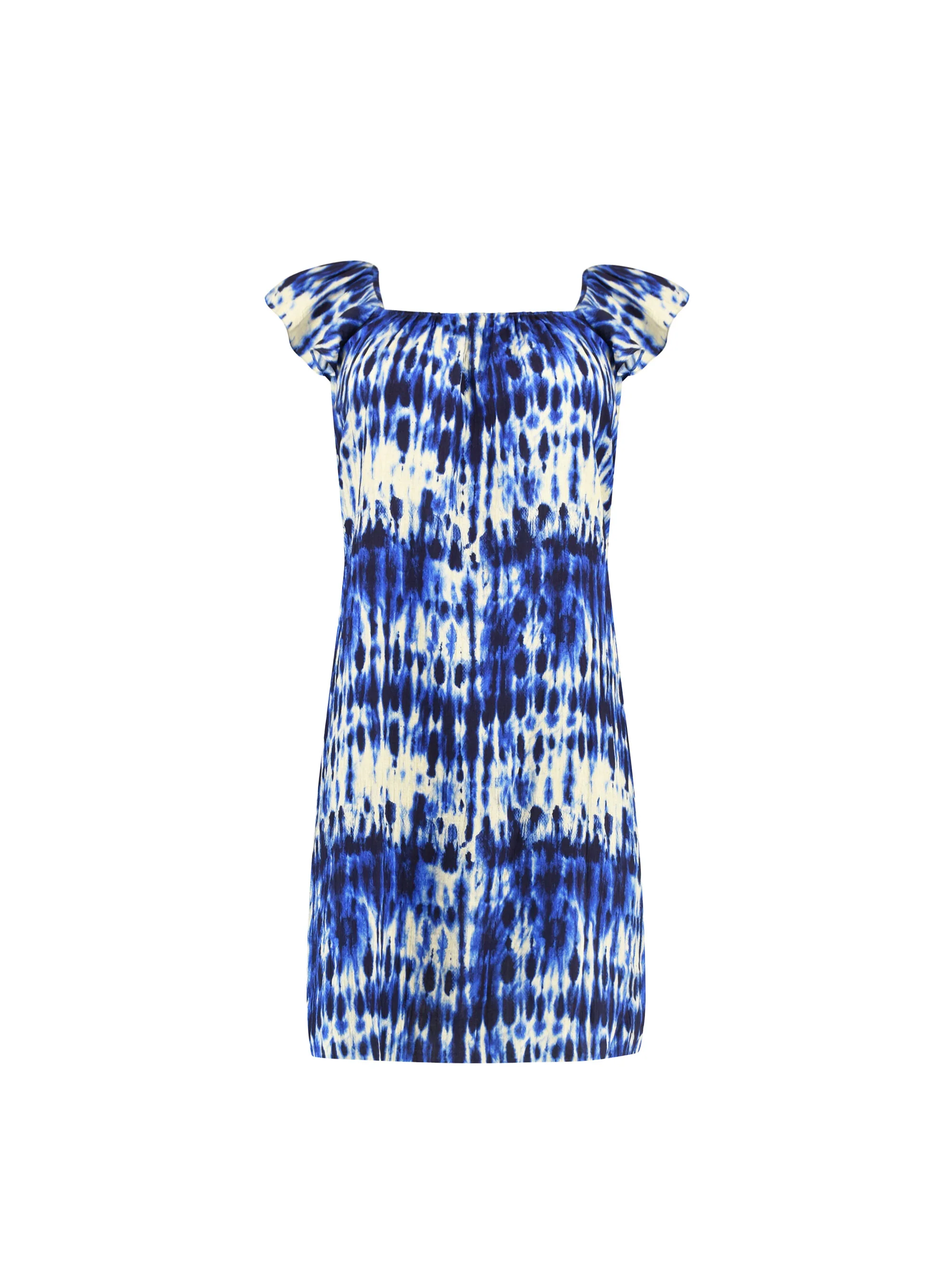 Navy Tie Dye Frill Shoulder Sun Dress - Image 6