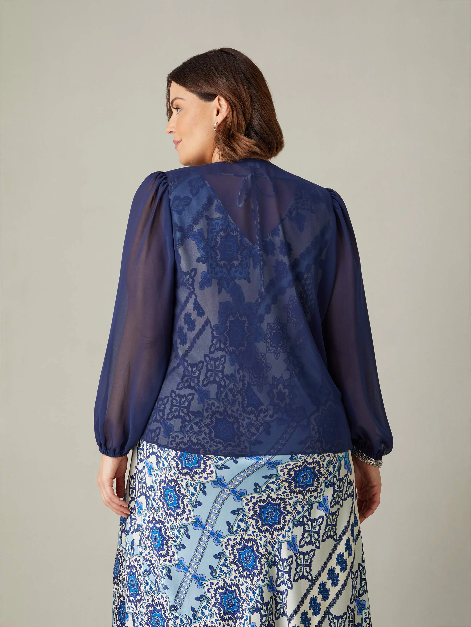 Navy Tie Front Cover Up - Image 3