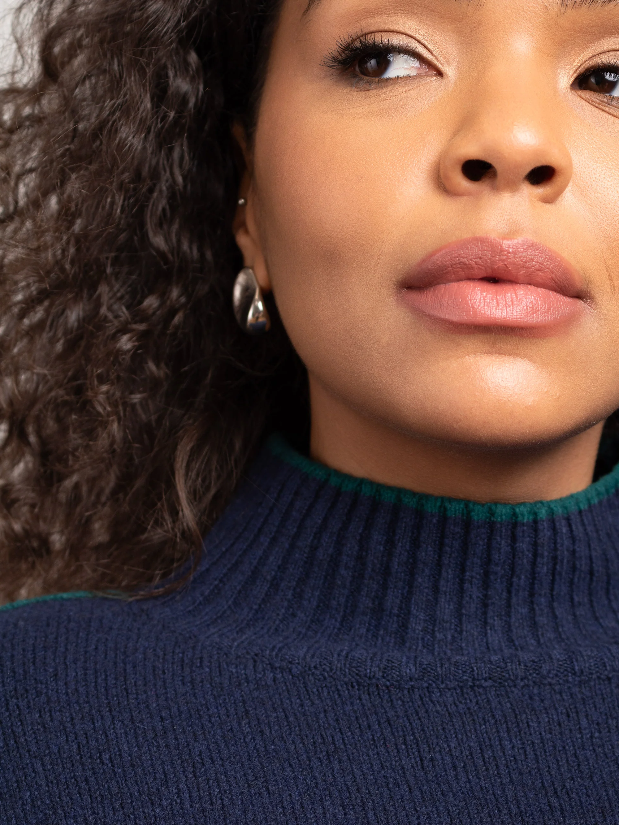 Navy Tipped Mock Neck Jumper - Image 4