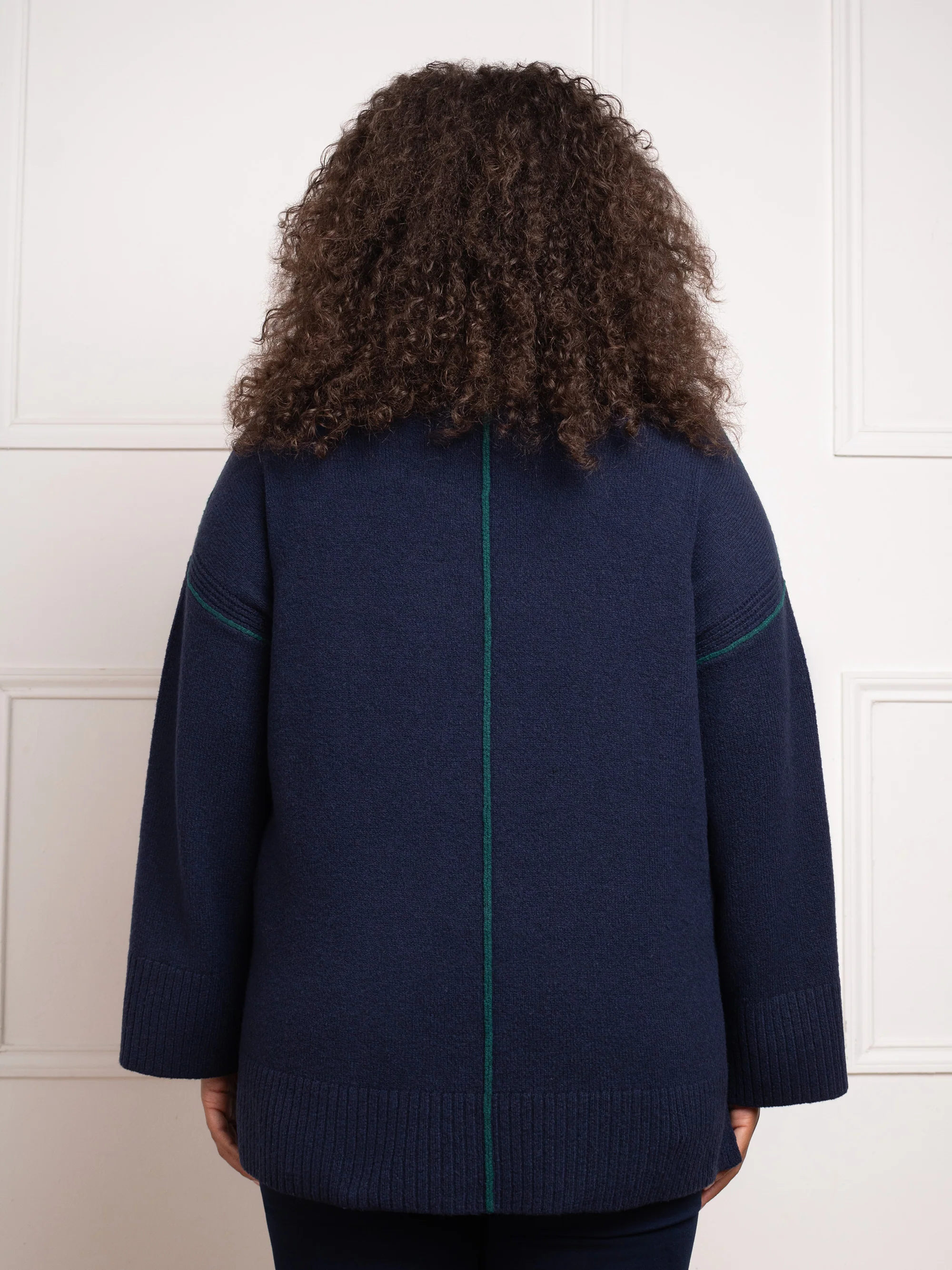 Navy Tipped Mock Neck Jumper - Image 5
