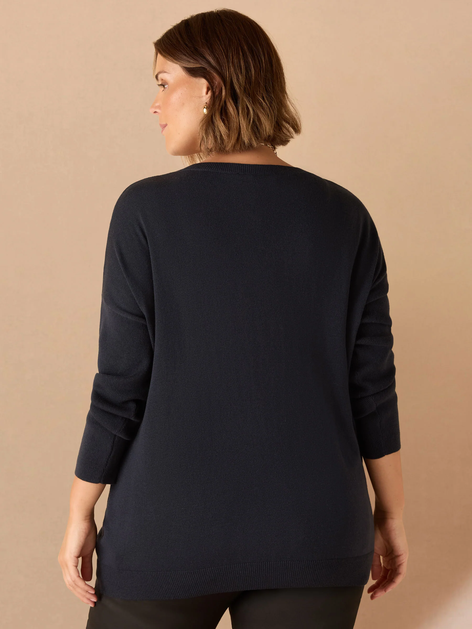 Navy V Neck Jumper - Image 4